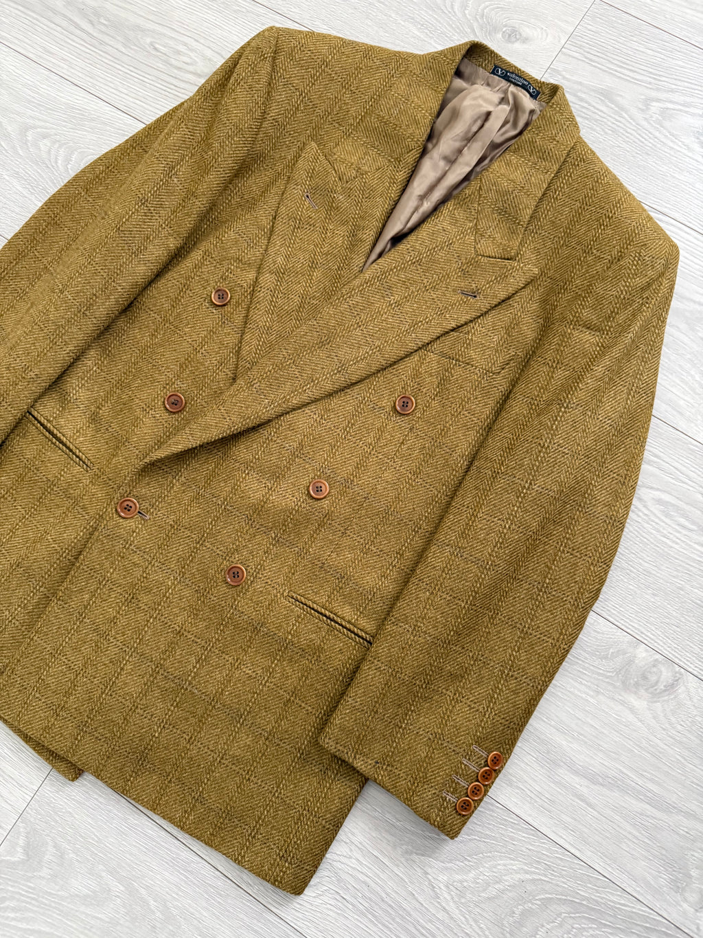 Valentino 1980s Peaked Lapel Double Breasted Wool Jacket  - Size M