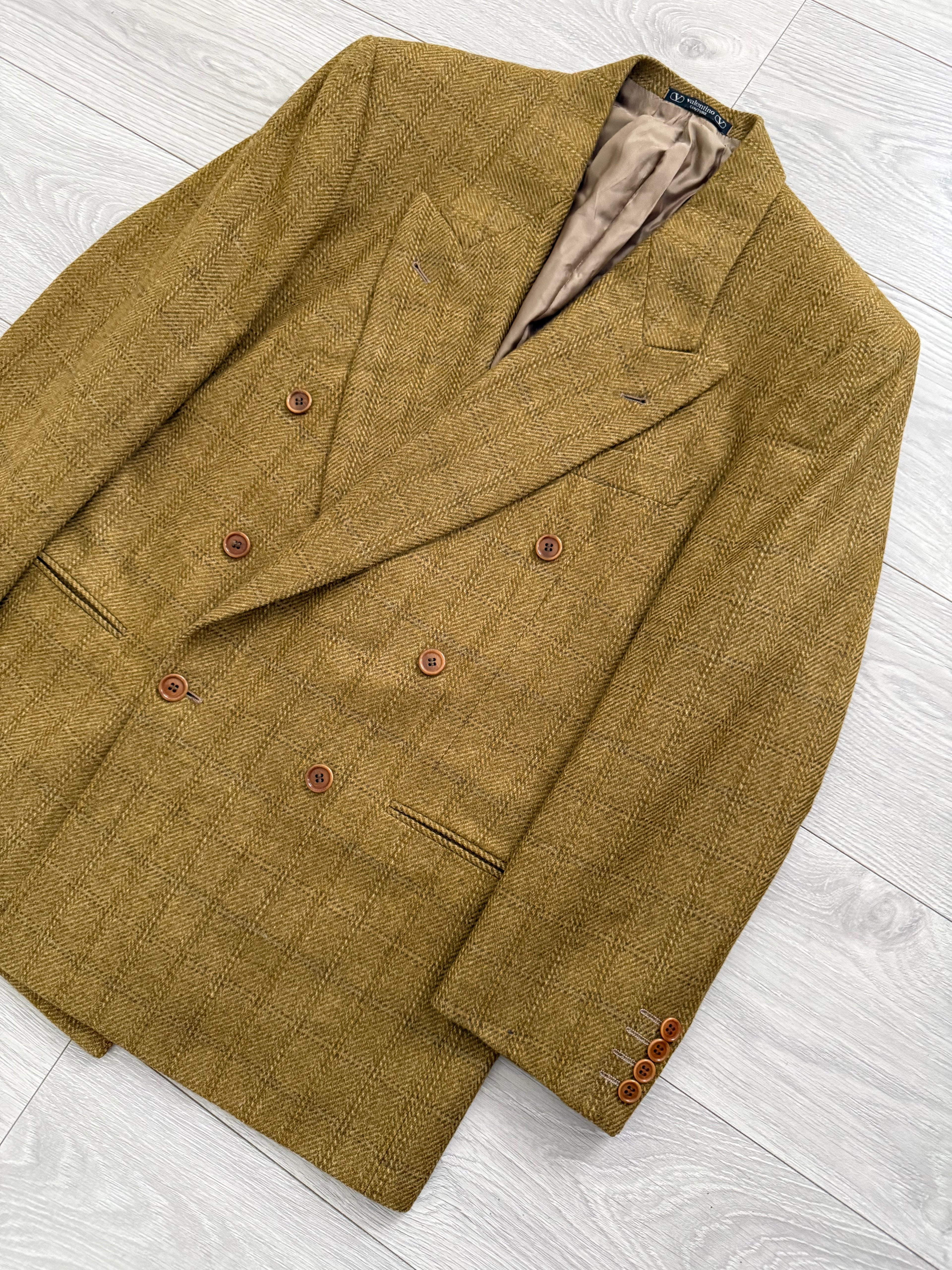 Valentino 1980s Peaked Lapel Double Breasted Wool Jacket  - Size M