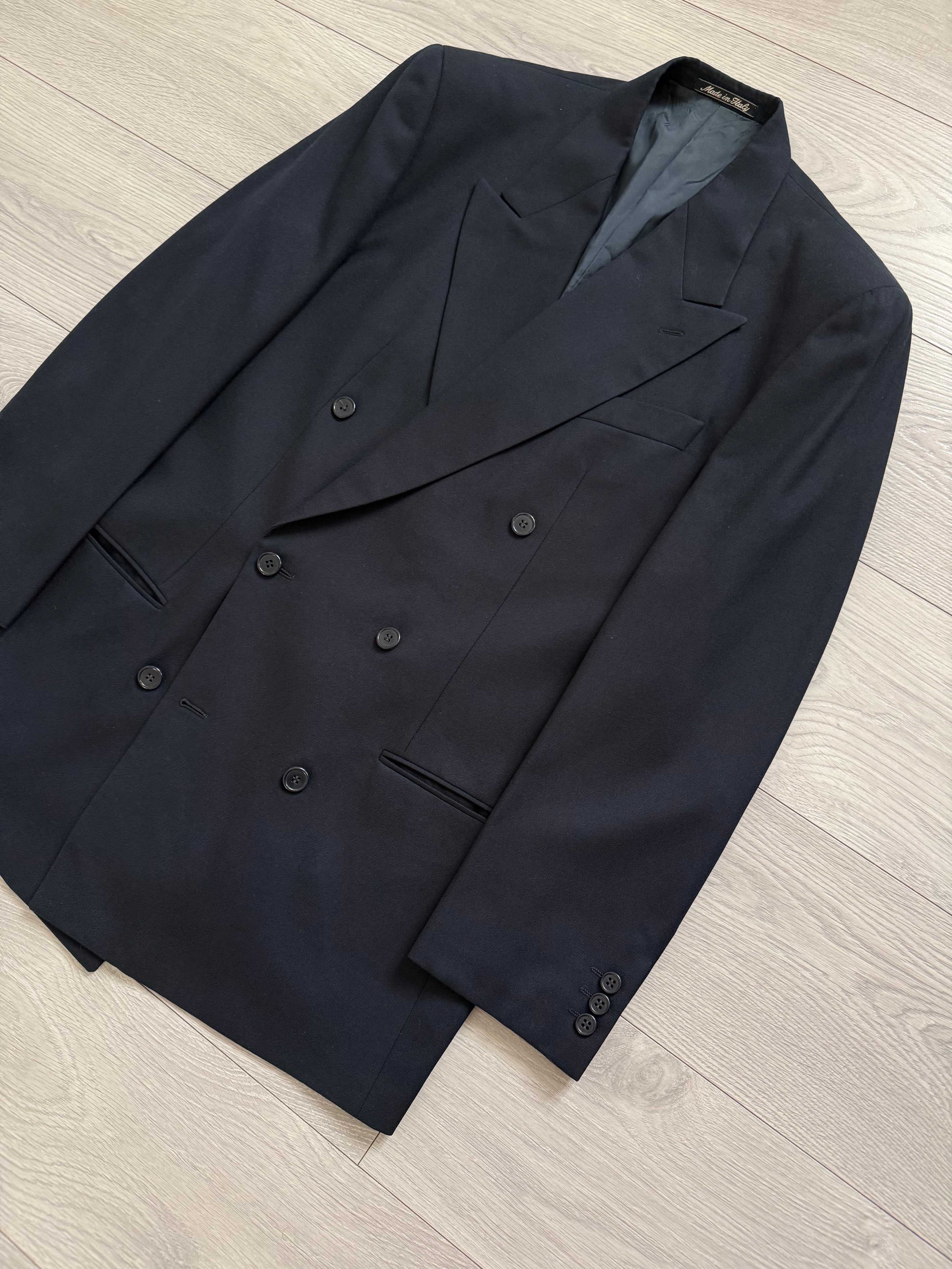 Giorgio Armani 1980s Peaked Lapel Double Breasted Wool Sport Blazer Jacket - Size M