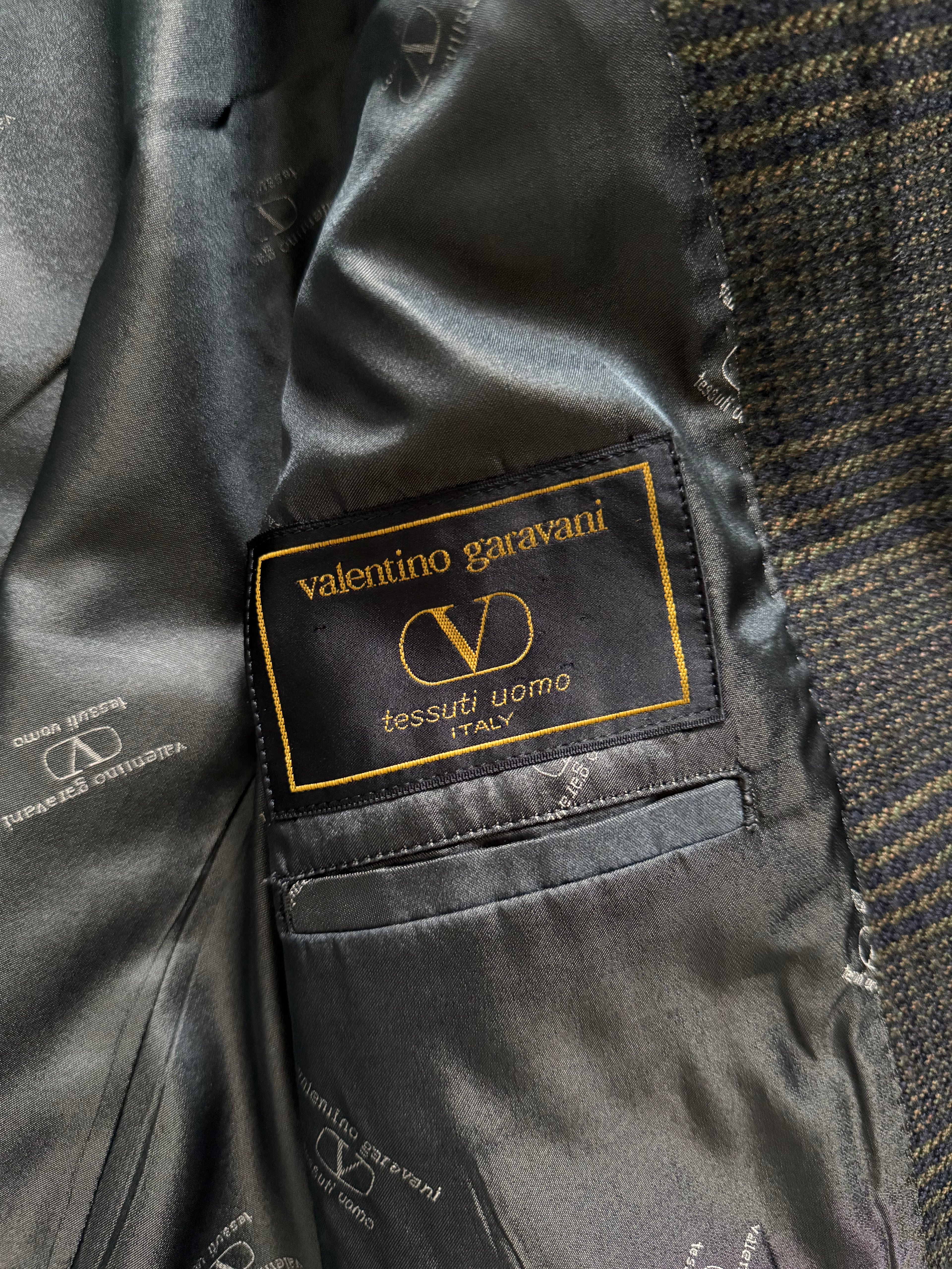 Valentino 1980s 2B Textured Check Wool Sports Jacket Blazer - Size S