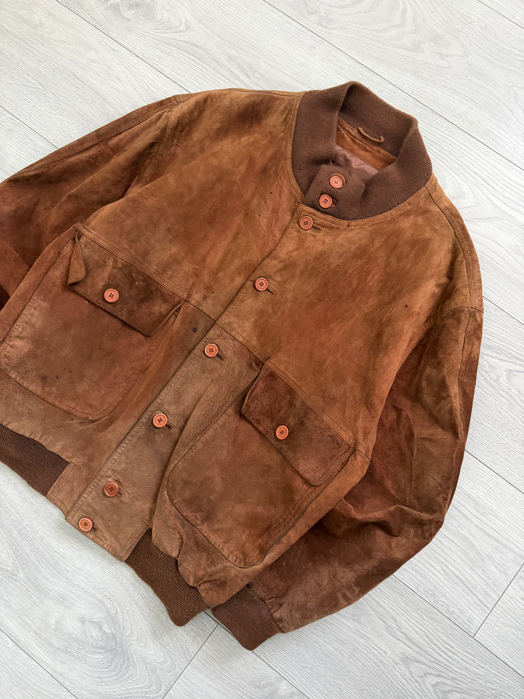 1980s Vera Pelle Leather Suede Jacket Rust Brown - Size L