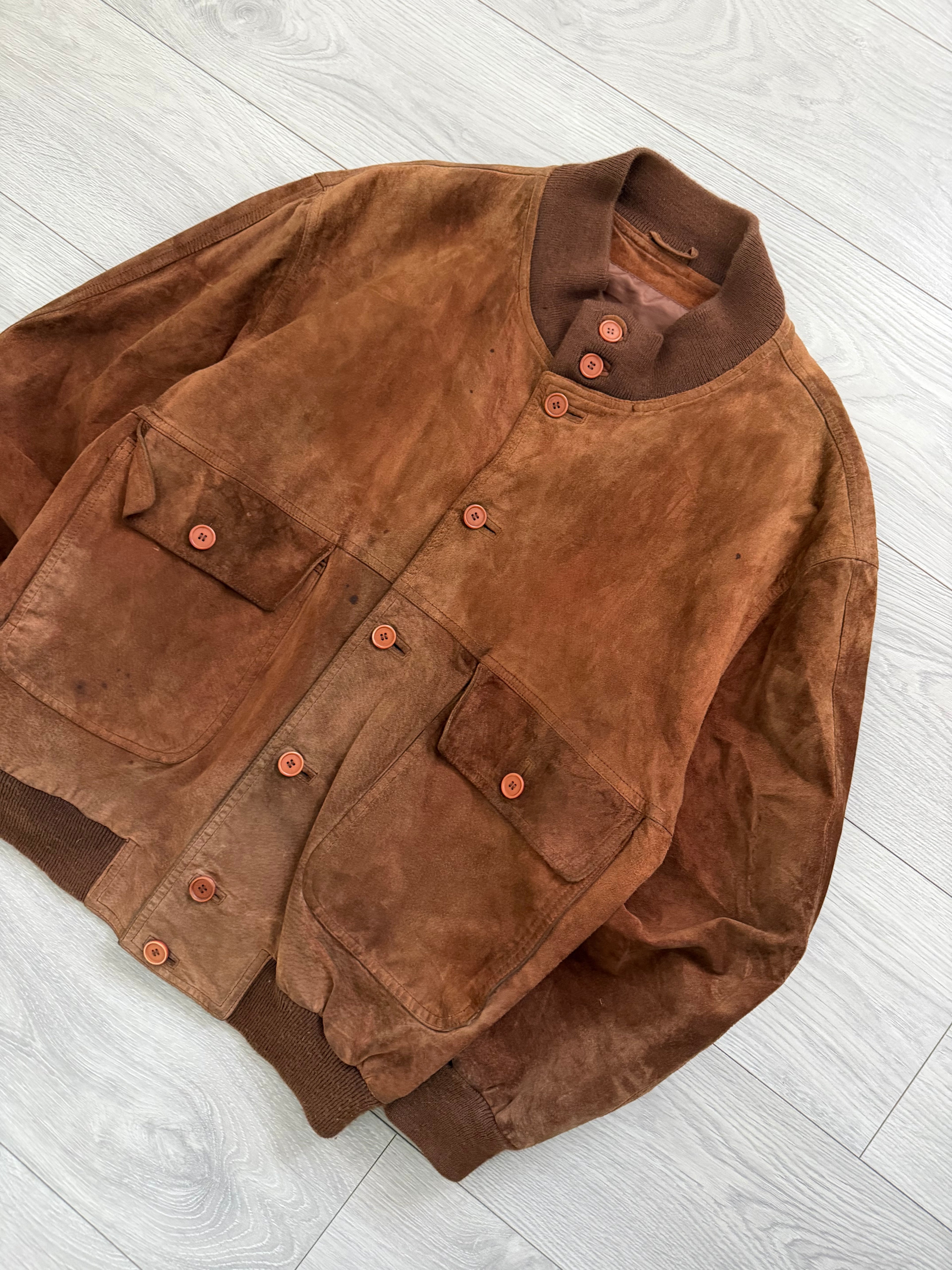 1980s Vera Pelle Leather Suede Jacket Rust Brown - Size L