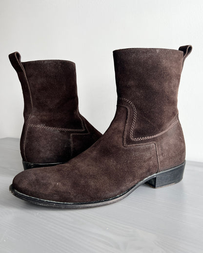 Dior Homme by Hedi Slimane AW2007 Navigate Suede Western Boots - Size US10