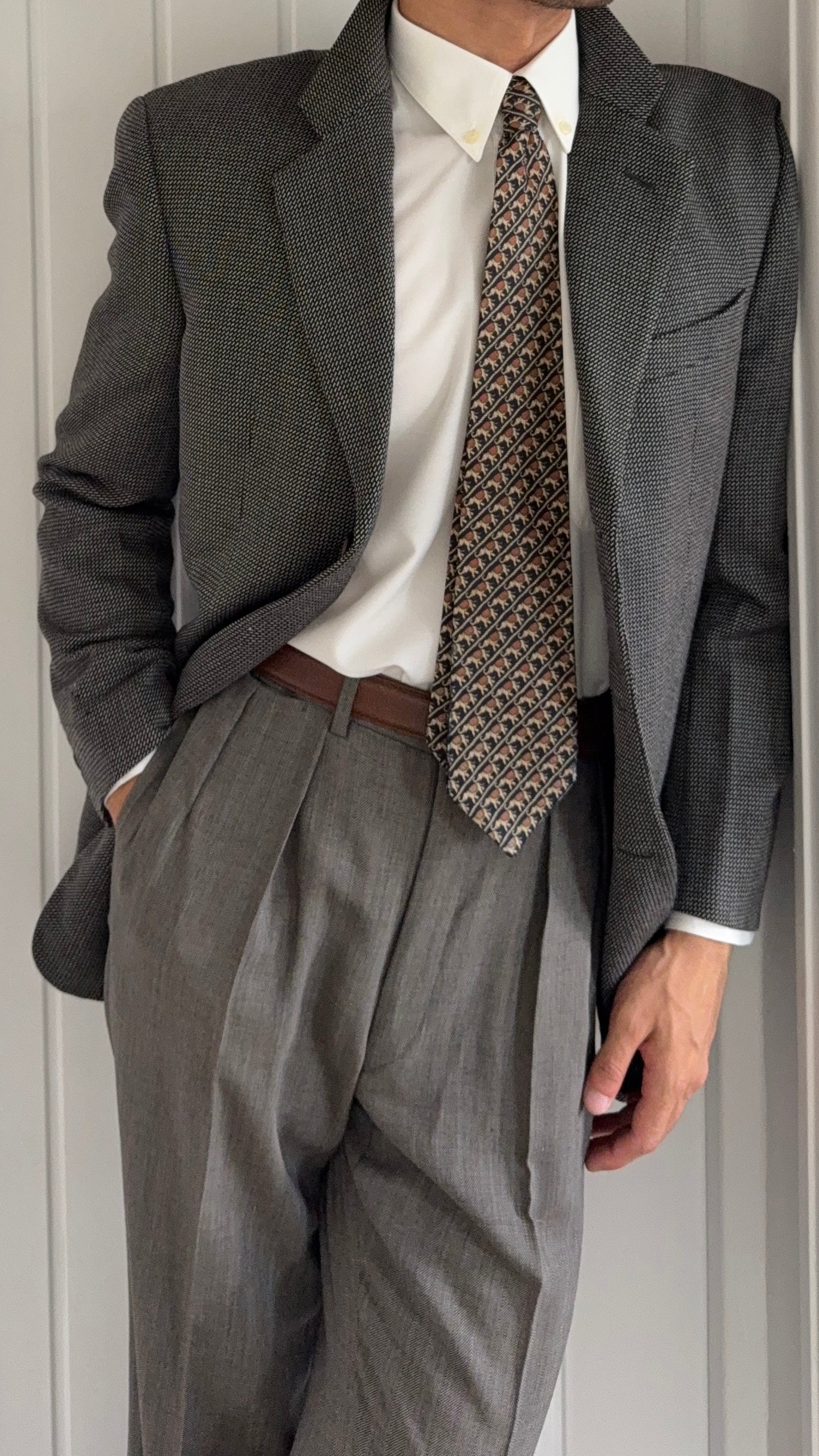 Armani 1990s 3B Wool Textured Sport Jacket Blazer - Size M
