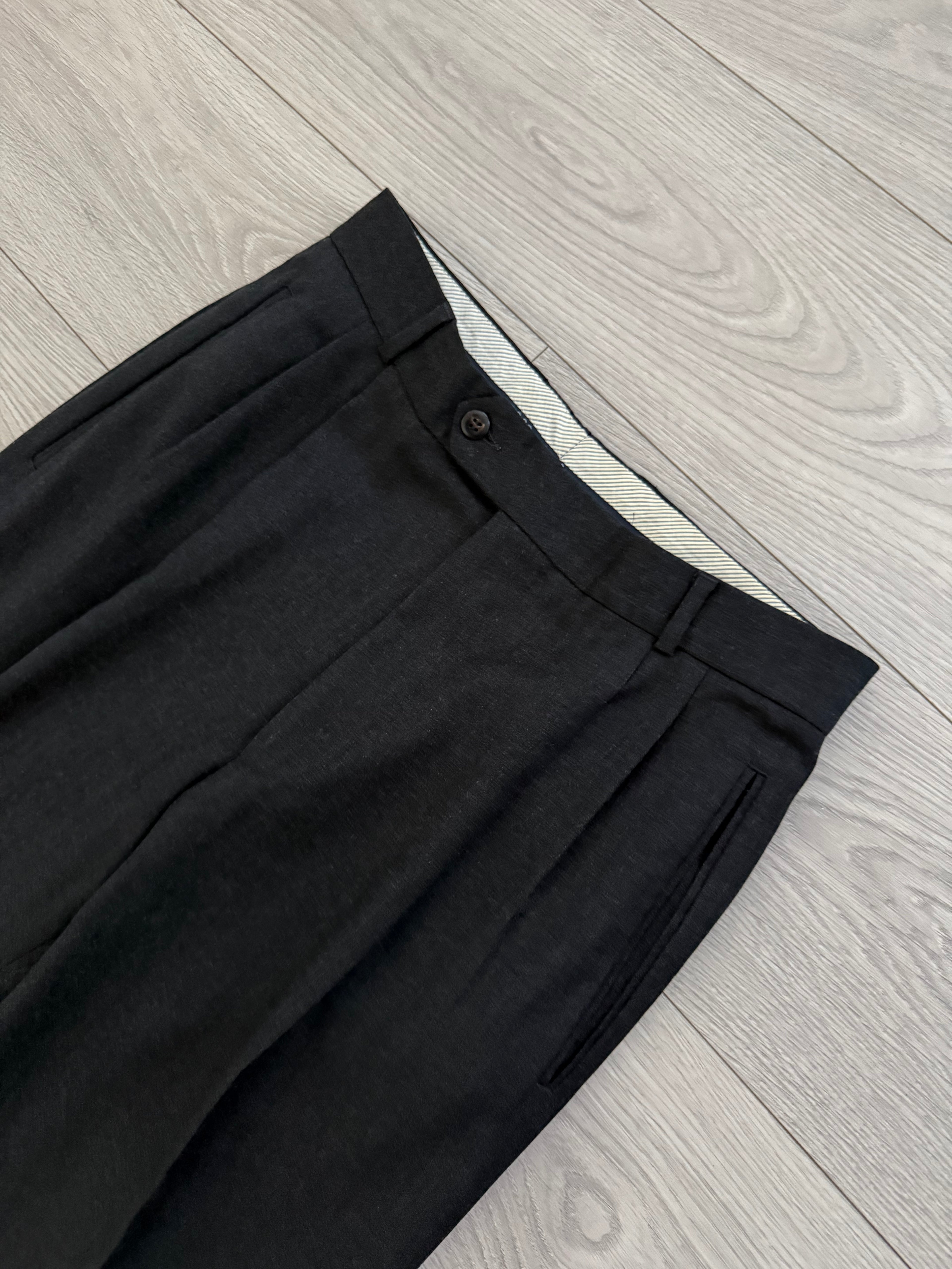 Hugo Boss 'Lopez' 1990s Double Pleat Wool Grey Pants - Size 30" Waist