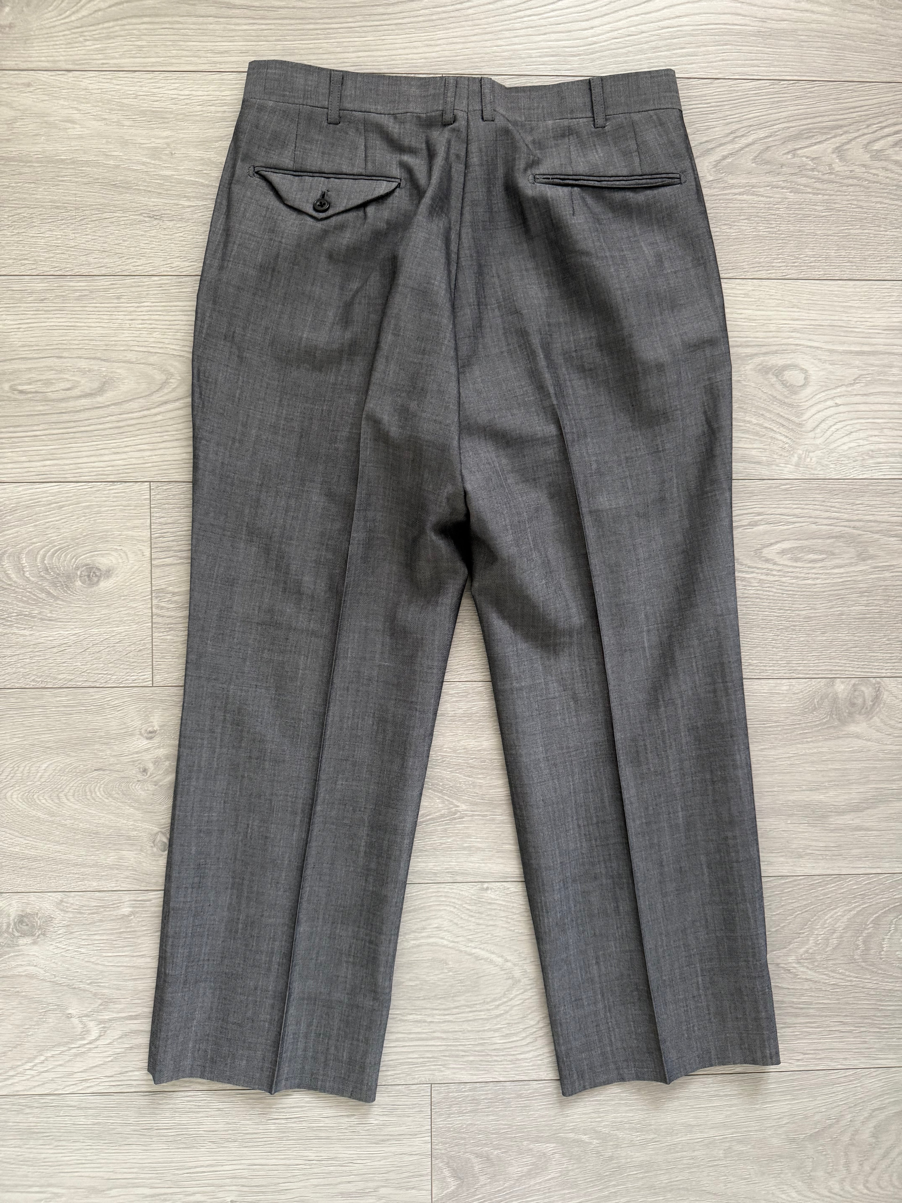 Burberry 1980s Peaked Lapel Double Breasted Pleated Wool Suit Grey - Size S Jacket / 32" Waist