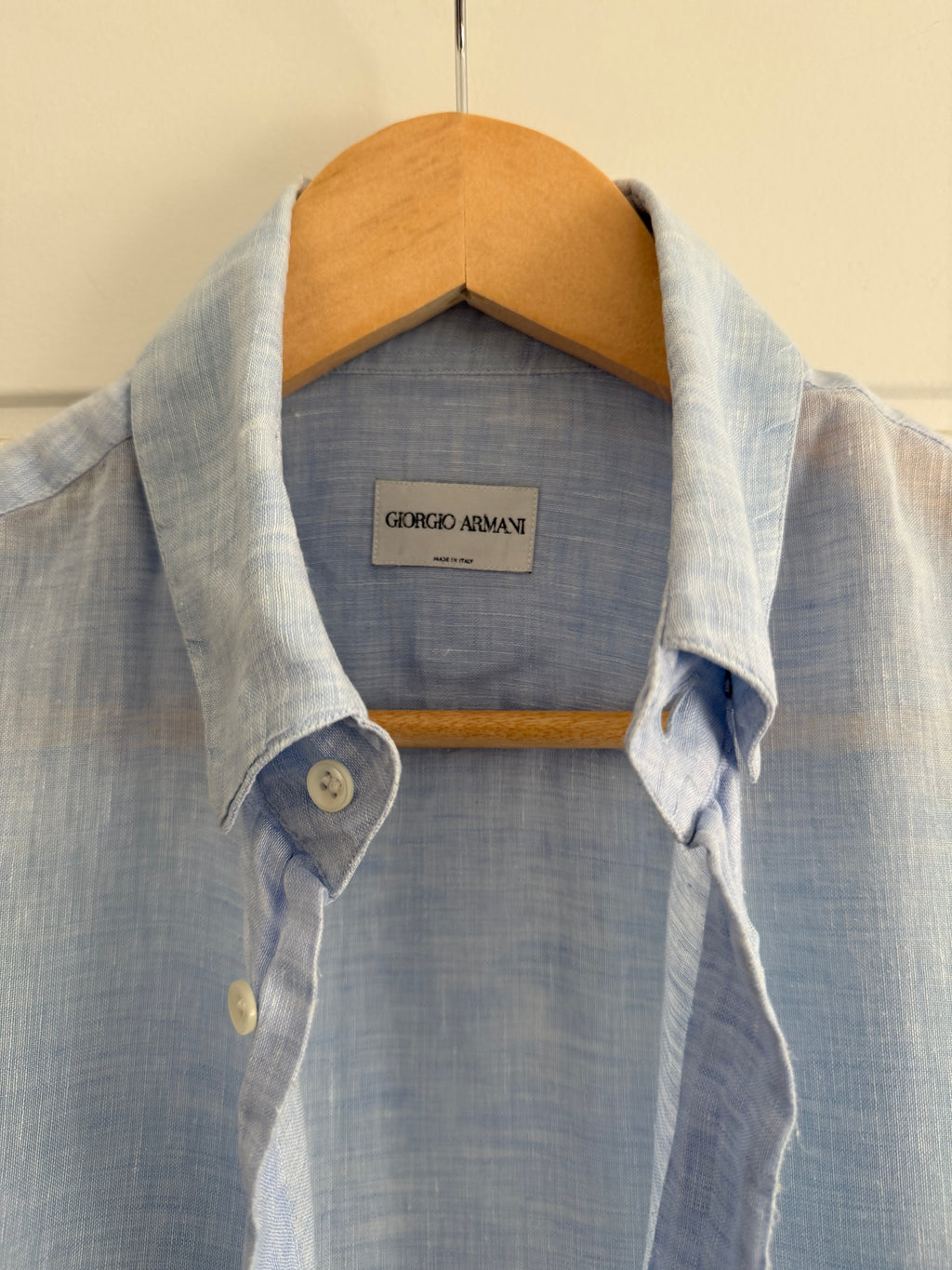 Giorgio Armani 1990s Blue Linen Shirt - Size S