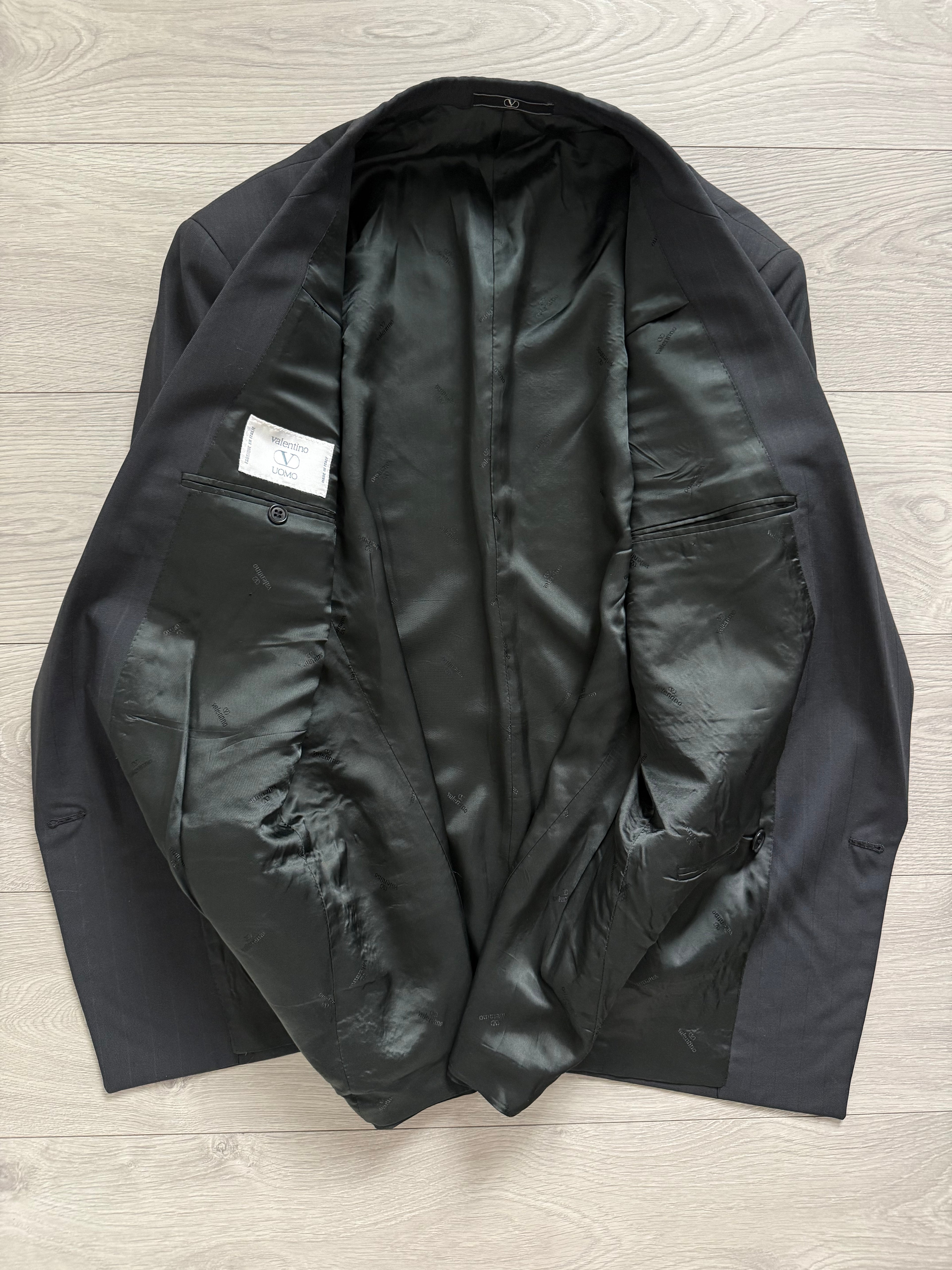 Valentino 1980s Peaked Lapel Double Breasted Grey Sport Jacket Blazer - Size L