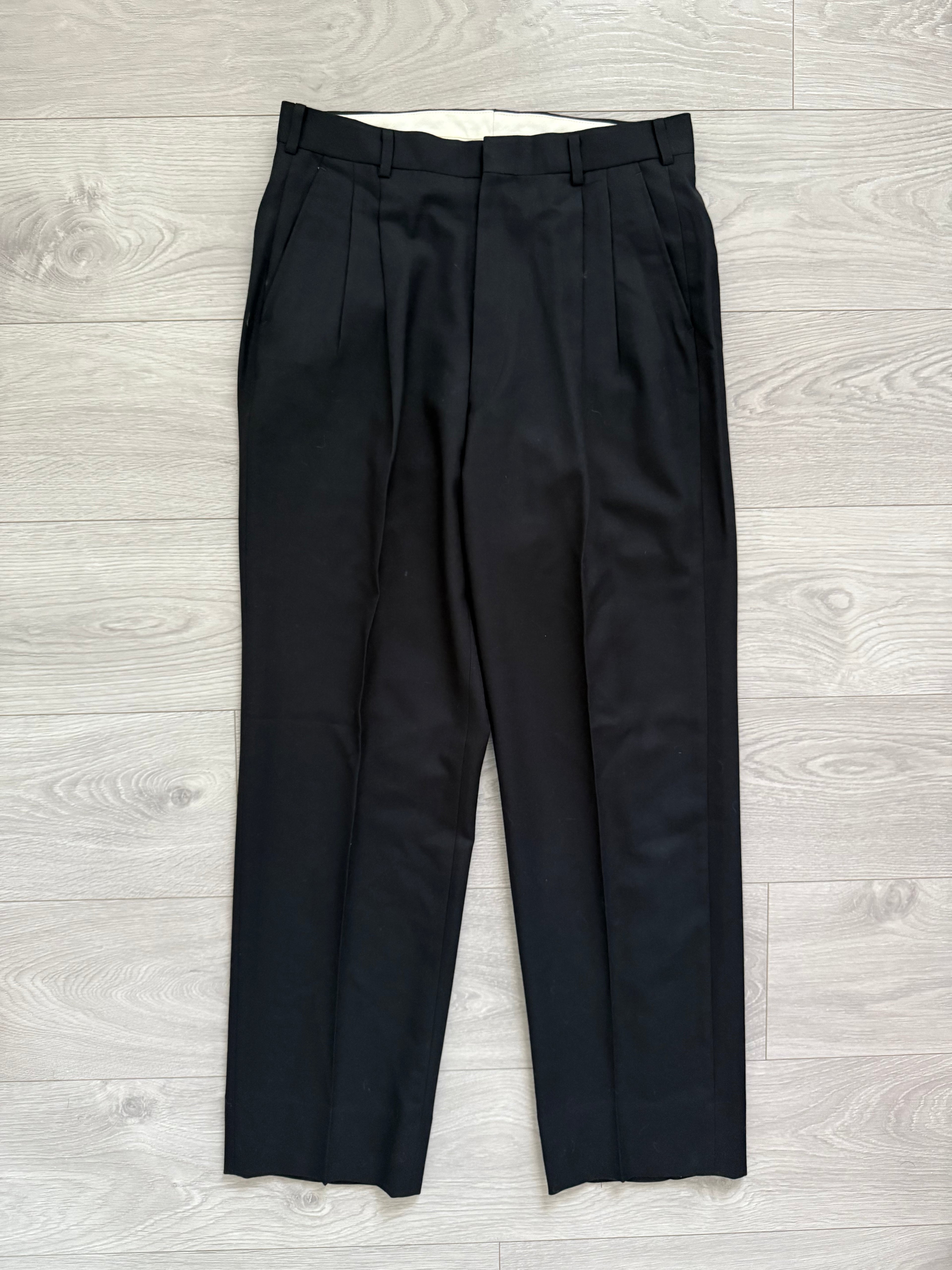 Yves Saint Laurent 1990s Black Pleated Wool Suit - Size M Jacket / 30" Waist
