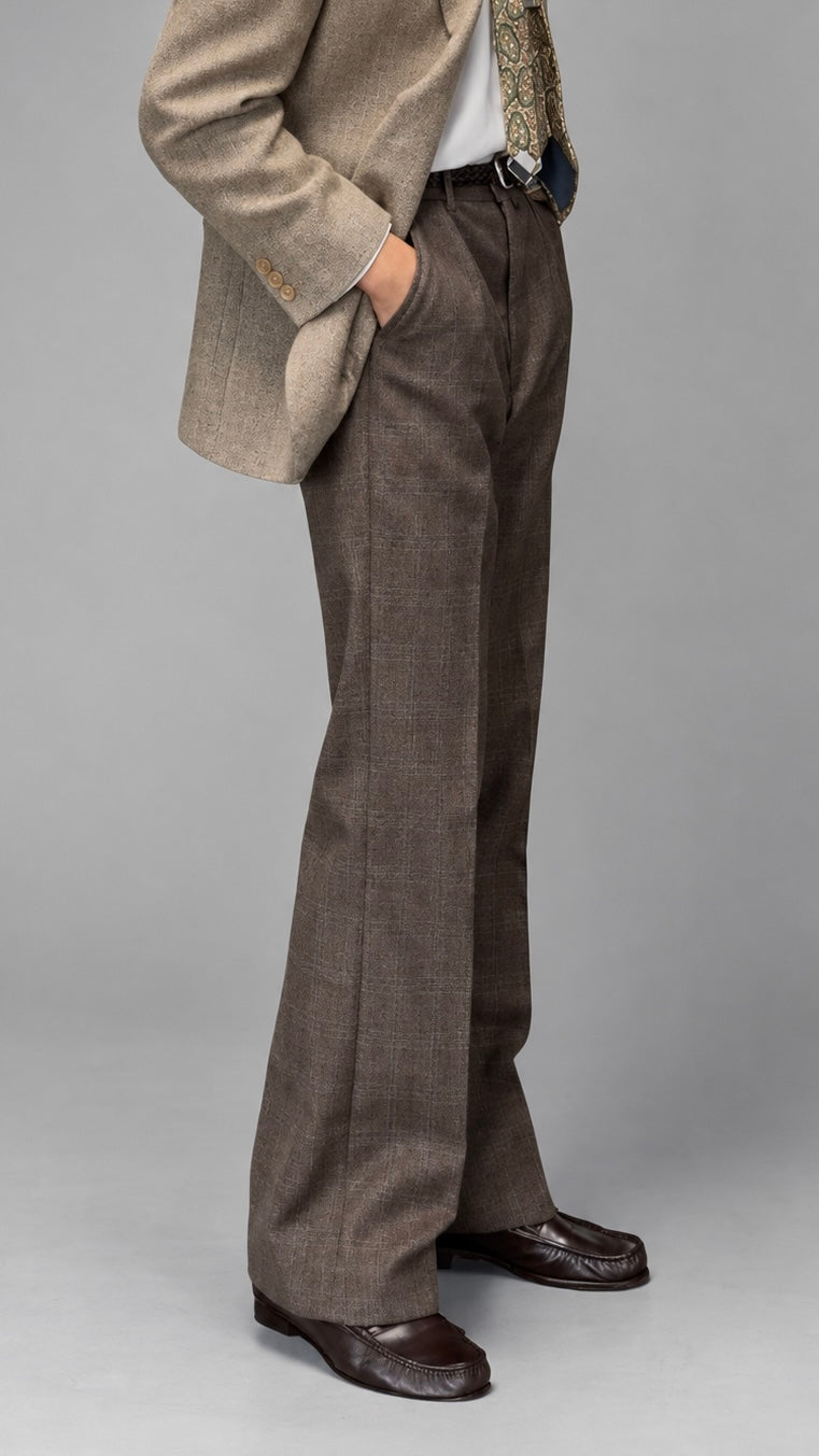 1970s Vintage Brown Wool Flared Pants - Size 31" Waist