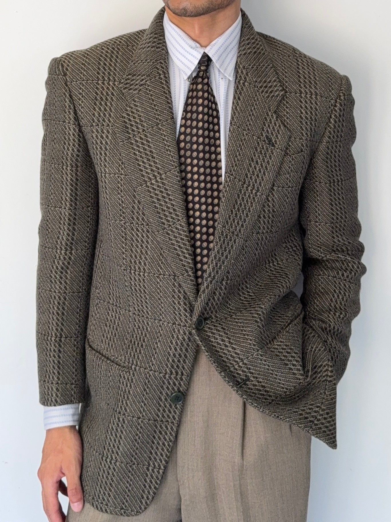 Giorgio Armani 1980s 2B Textured Wool Sports Jacket Blazer - Size S