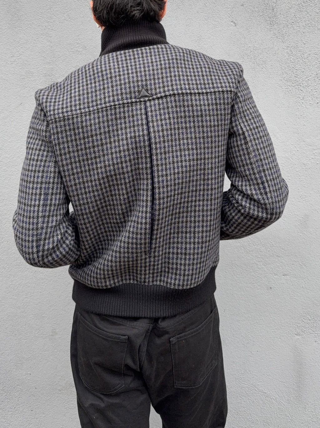 Hugo Boss Houndstooth Pattern Wool Bomber Jacket - Size S