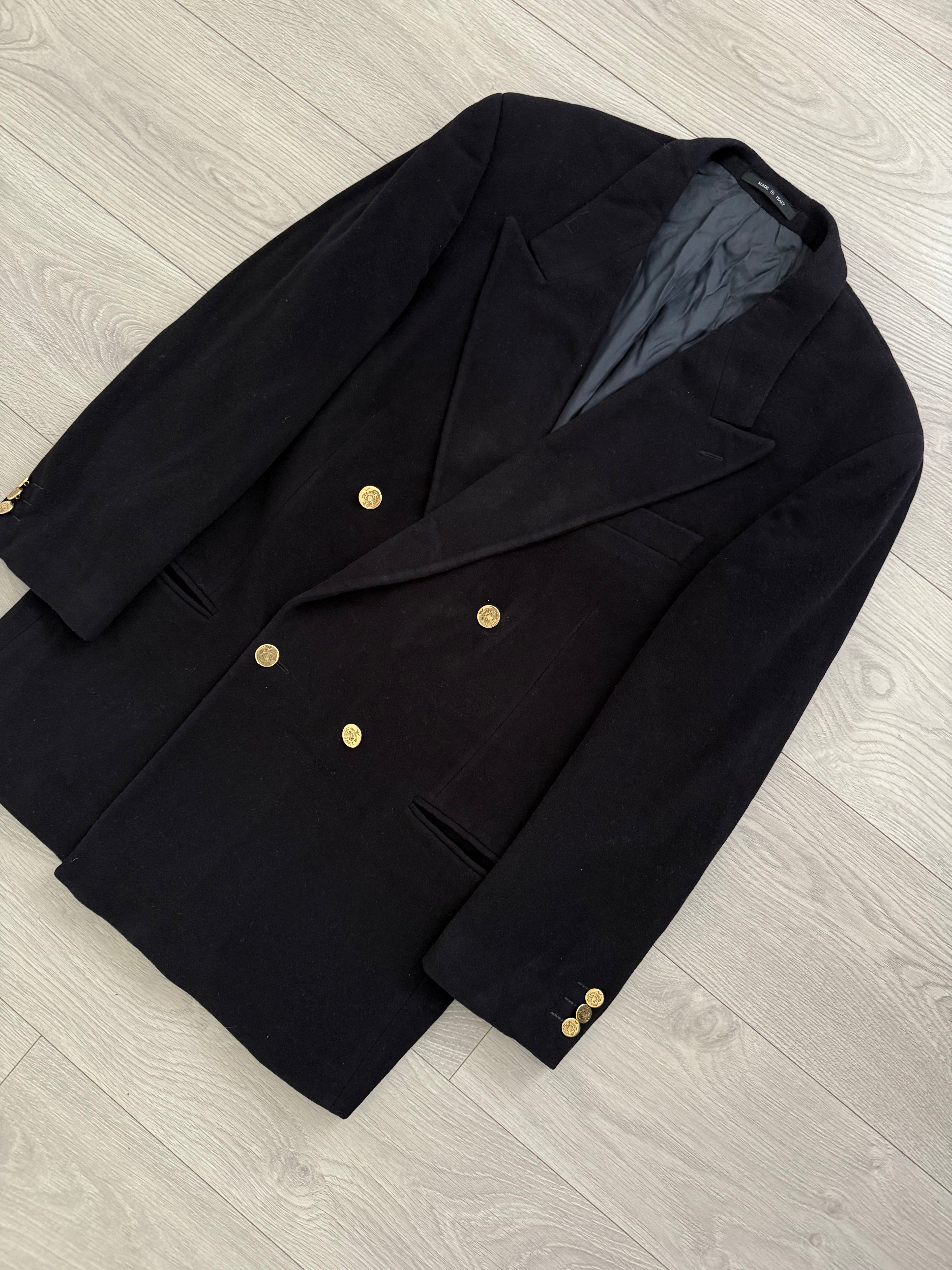 Emporio Armani AW1992 Double Breasted Peaked Lapel Crest Button Jacket - Size M