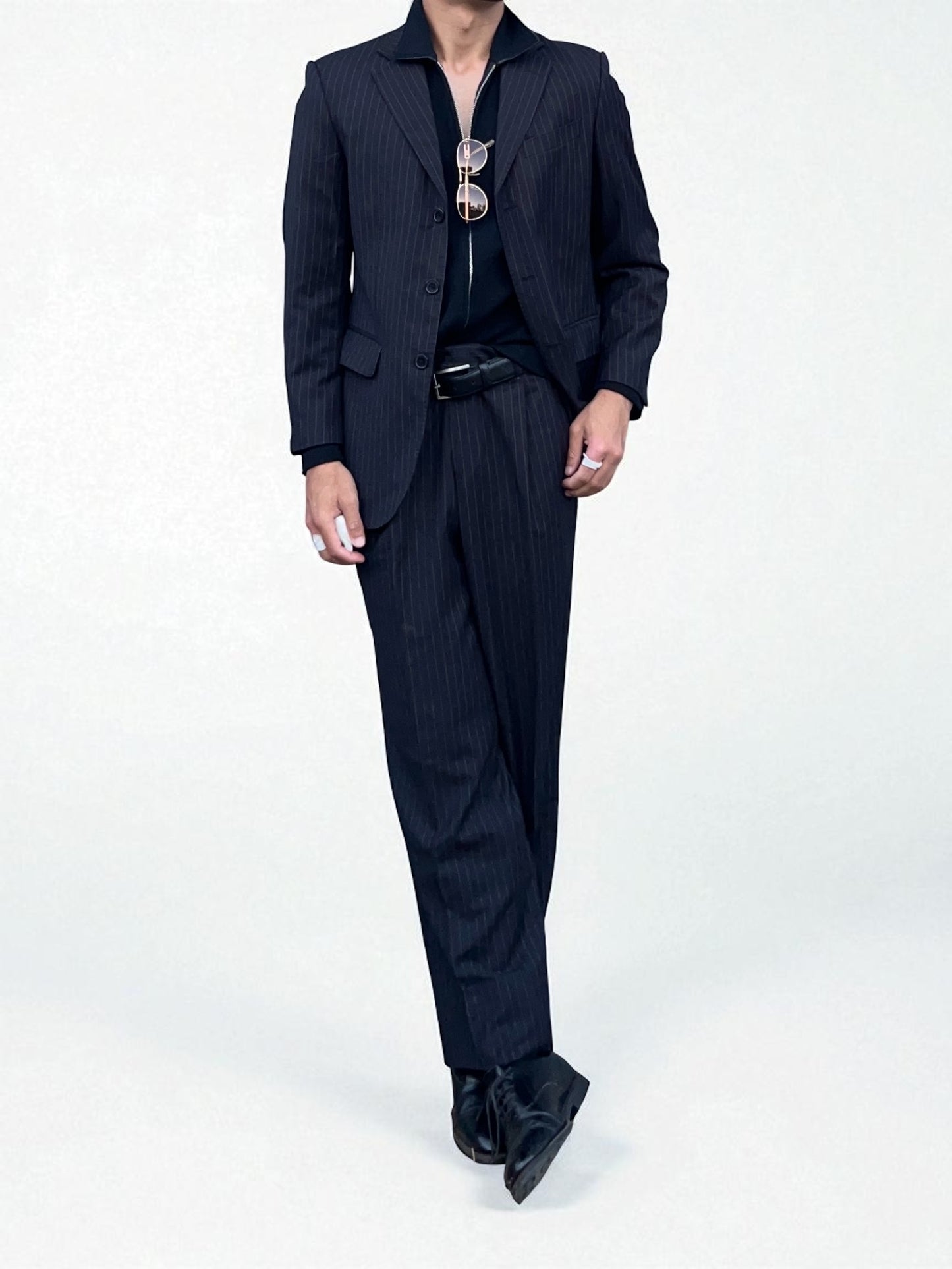 Armani 1990s Striped Pleated Relaxed Suit - Size S Jacket / 30" Waist