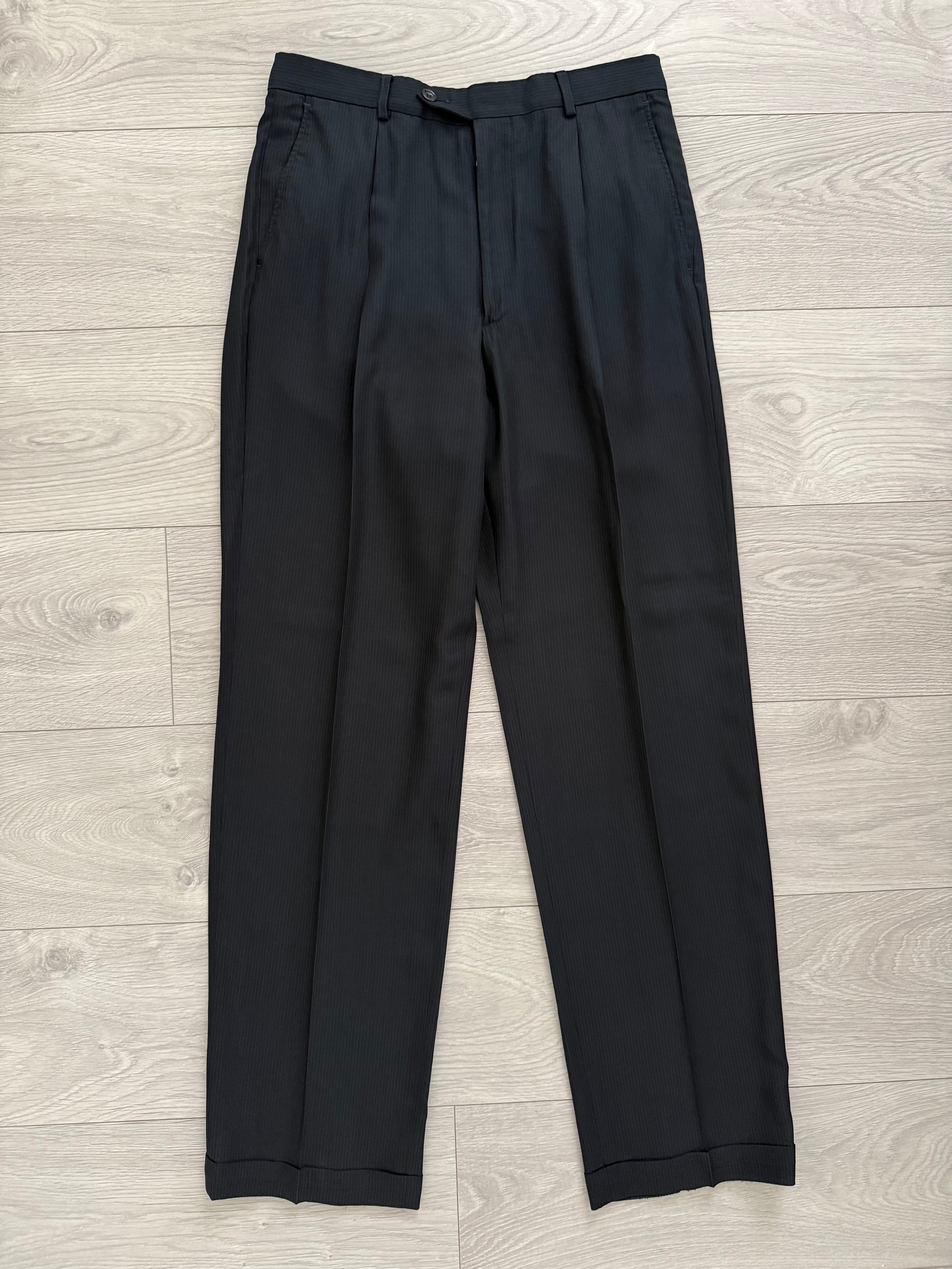 Armani 1990s 3B Pleated Wool Pinstripe Suit - Size M Jacket / 30" Waist