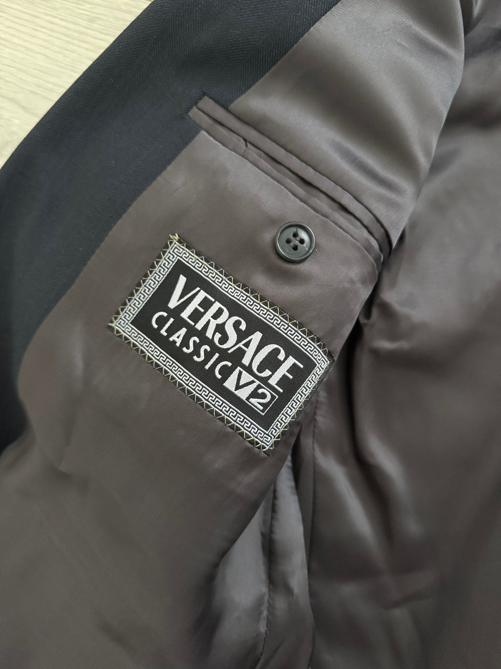 Versace 1980s 6B Double Breasted Peaked Lapel Textured Wool Sports Blazer Jacket - Size S