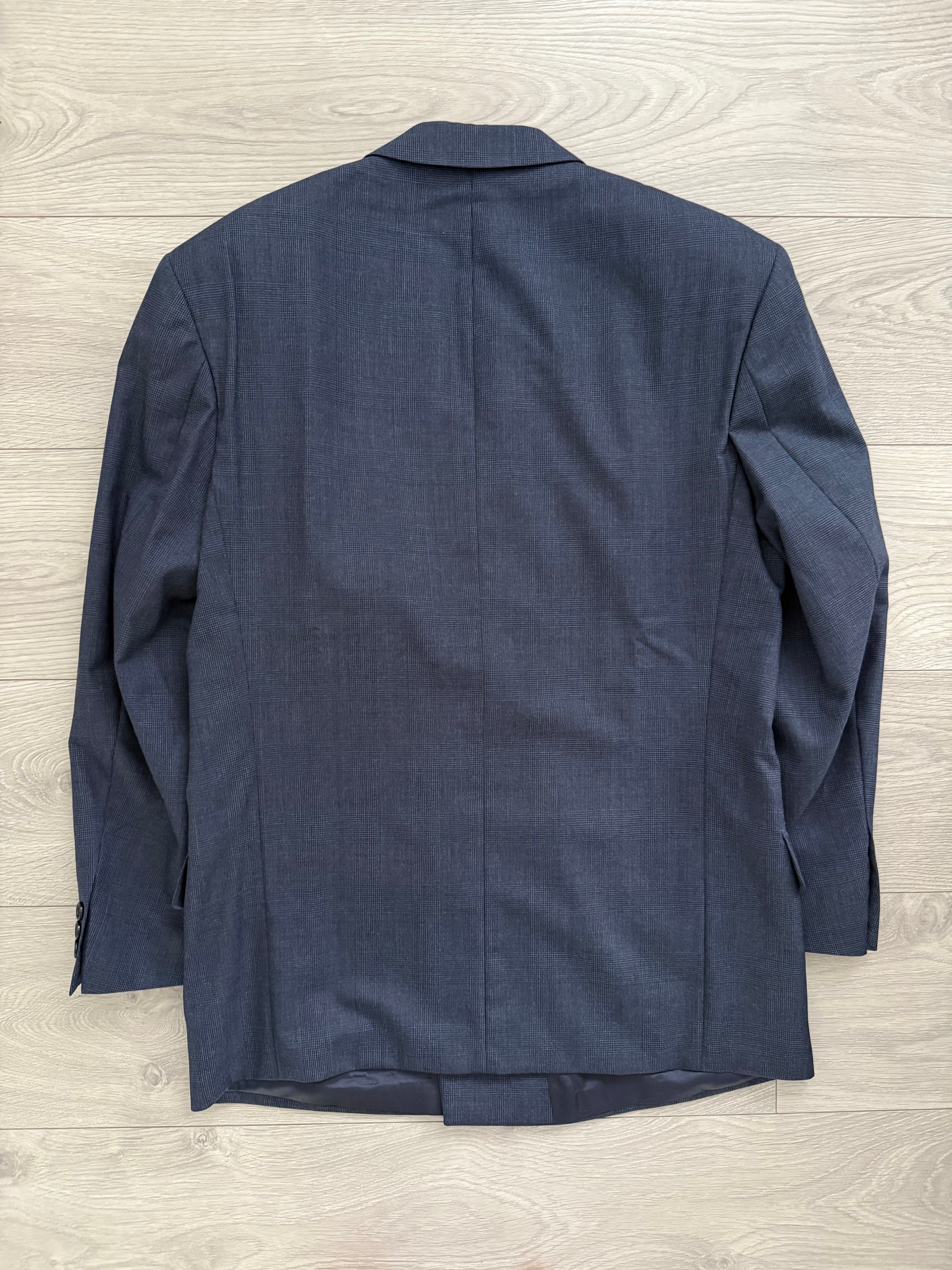 Hugo Boss 1980s 'Al Capone' Double Breasted Pleated Blue Wool Suit - Size M Jacket / 30" Waist