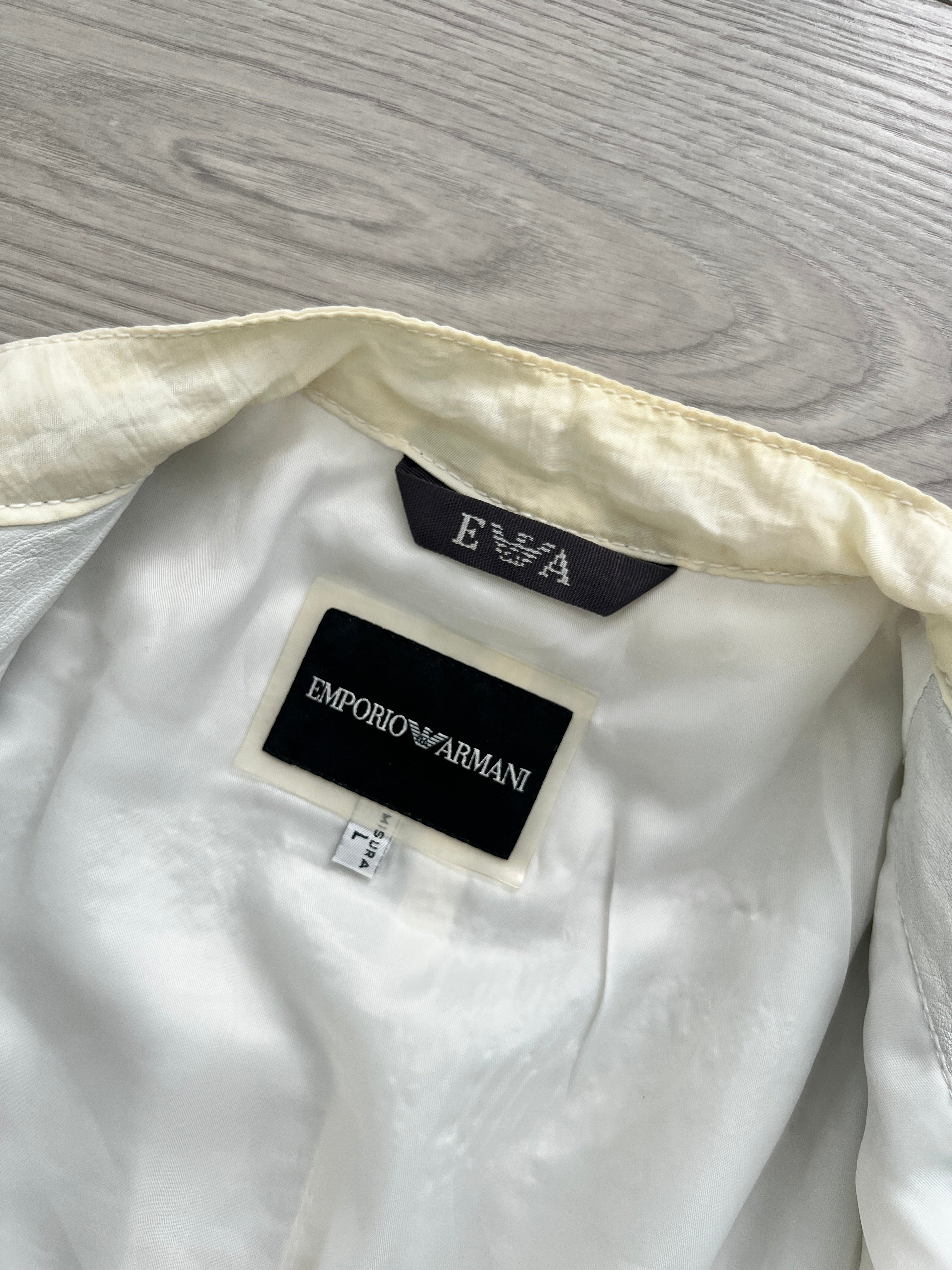 Emporio Armani 2001 Leather Panelled Cafe Racer Moto Jacket - Size M