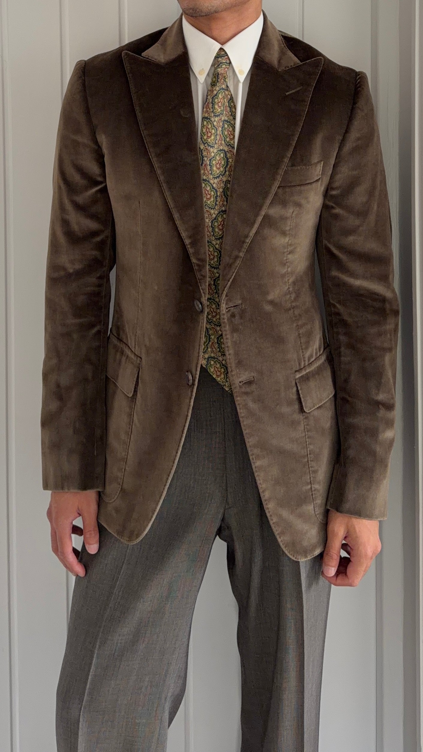 Gucci by Tom Ford SS2004 Velvet Peaked Lapel Jacket - Size S