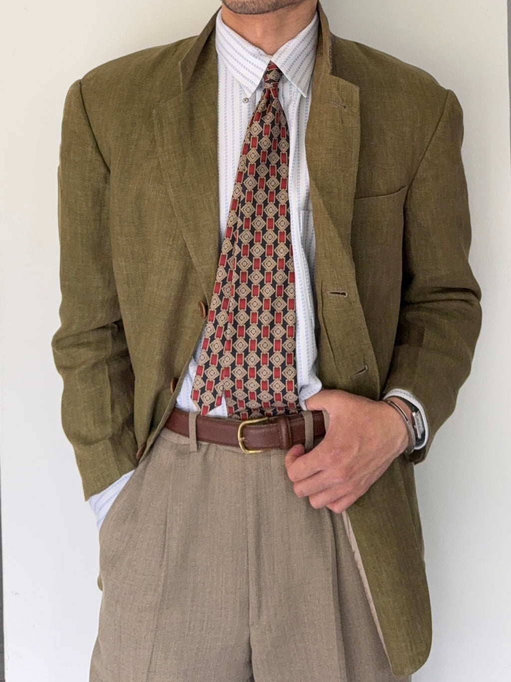 Hugo Boss 1990s 'Maputo' 3B Linen Sports Jacket - Size M