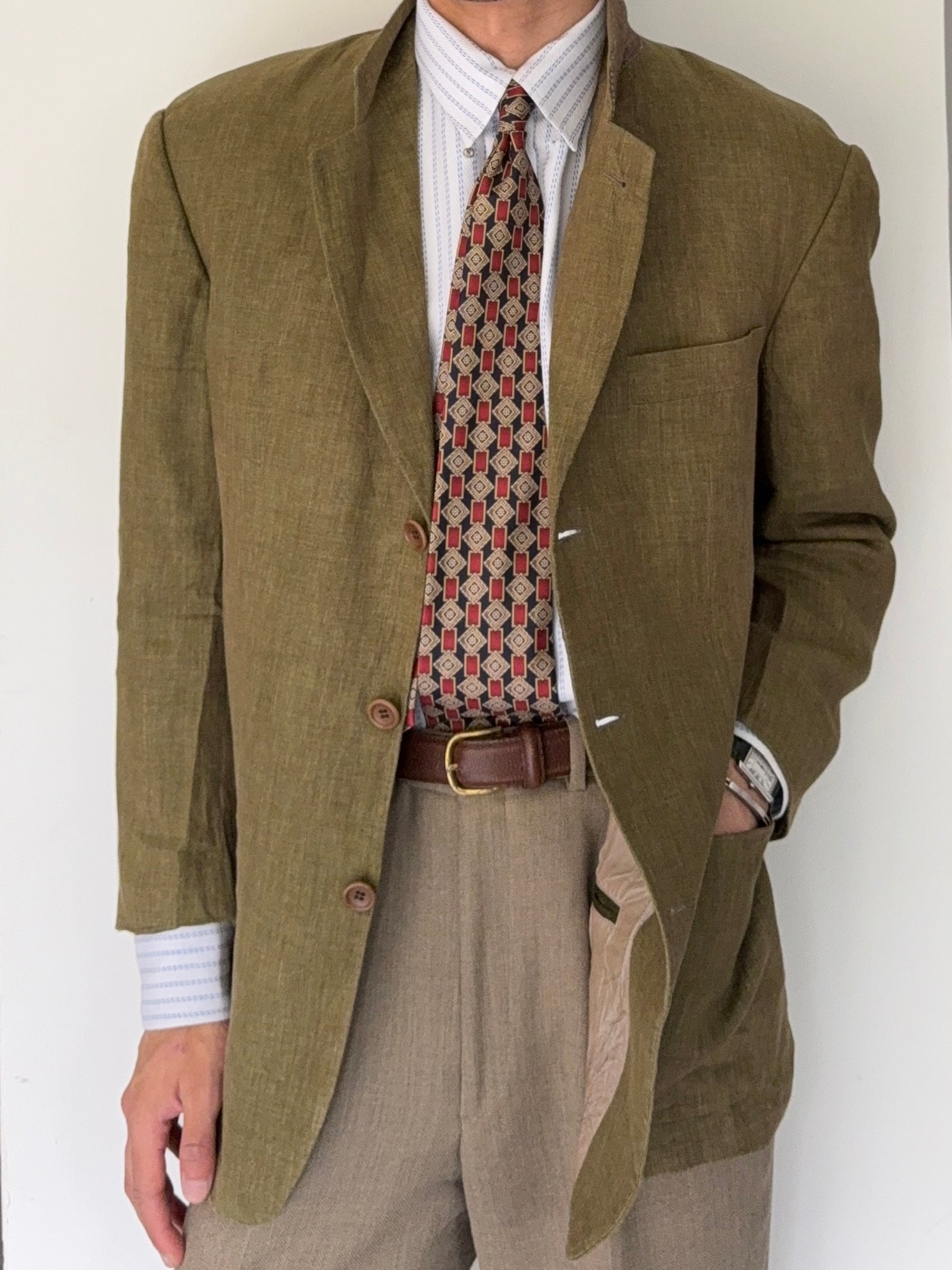 Hugo Boss 1990s 'Maputo' 3B Linen Sports Jacket - Size M