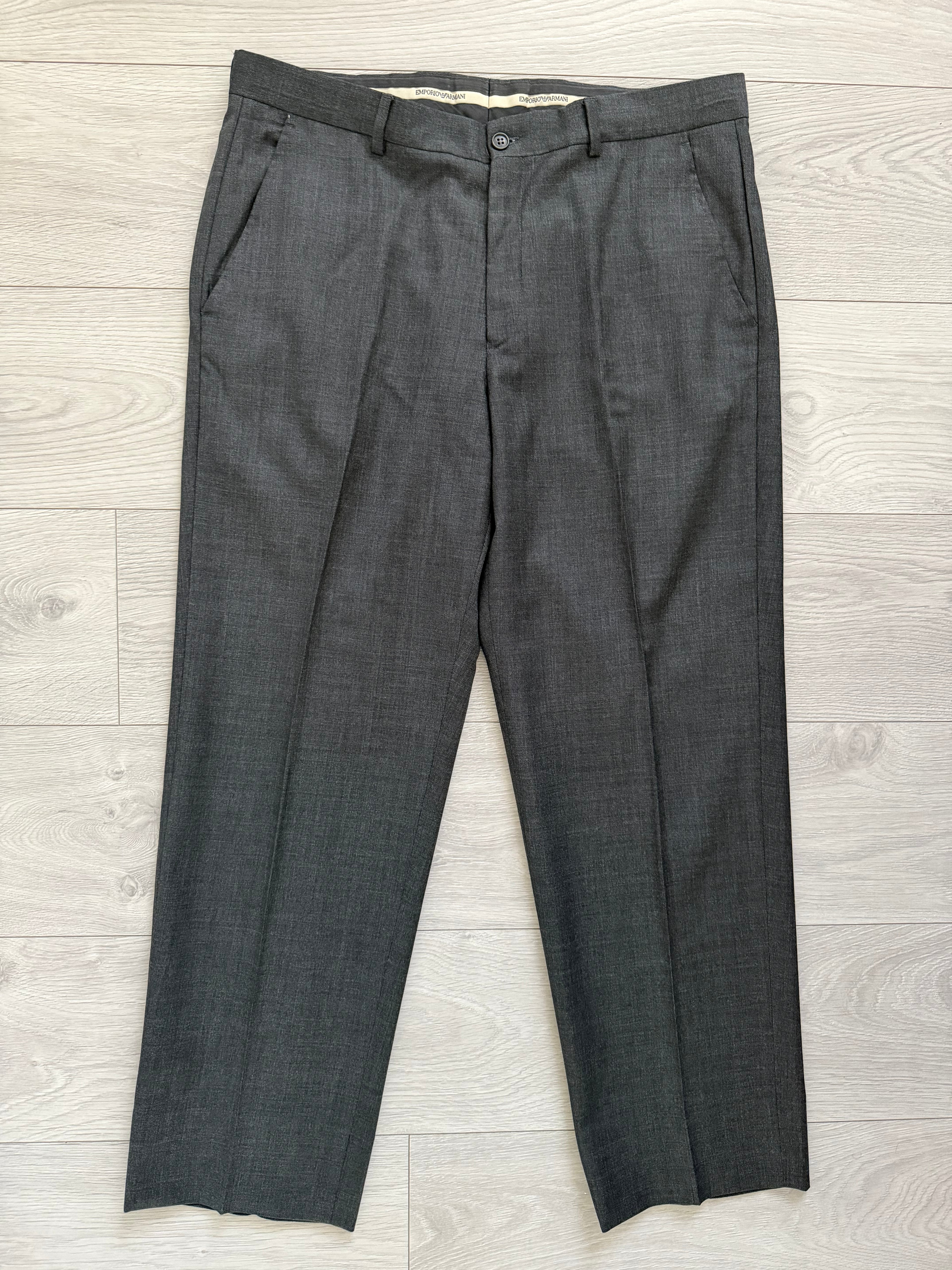 Emporio Armani 1990s 3B Grey Wool Suit - Size XL Jacket / 36" Waist