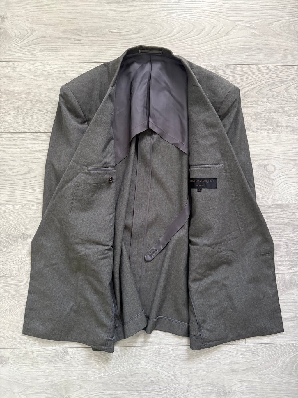 Comme Des Garcons Homme 1989 Double Breasted Pleated Wool Grey Suit - Size S Jacket / 28" Waist