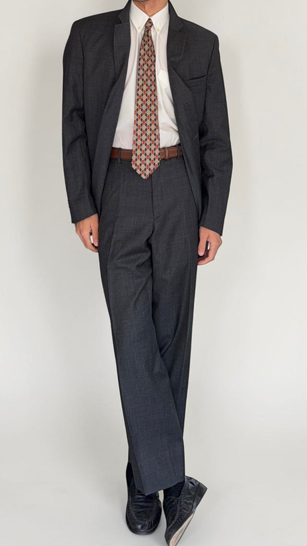 Emporio Armani 1990s 3B Grey Wool Suit - Size XL Jacket / 36" Waist