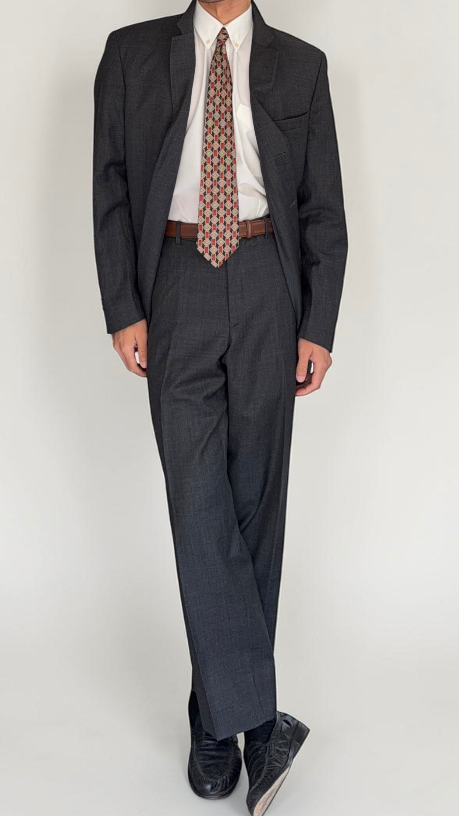 Emporio Armani 1990s 3B Grey Wool Suit - Size XL Jacket / 36" Waist