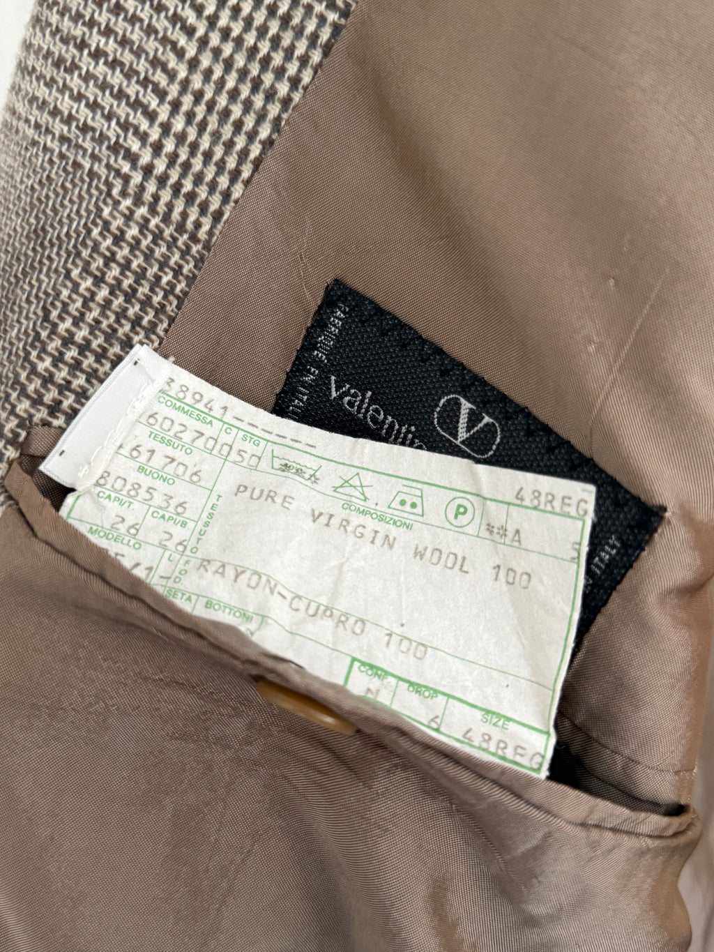 Valentino 1980s Peaked Lapel Double Breasted Textured Wool Sports Blazer Jacket - Size M