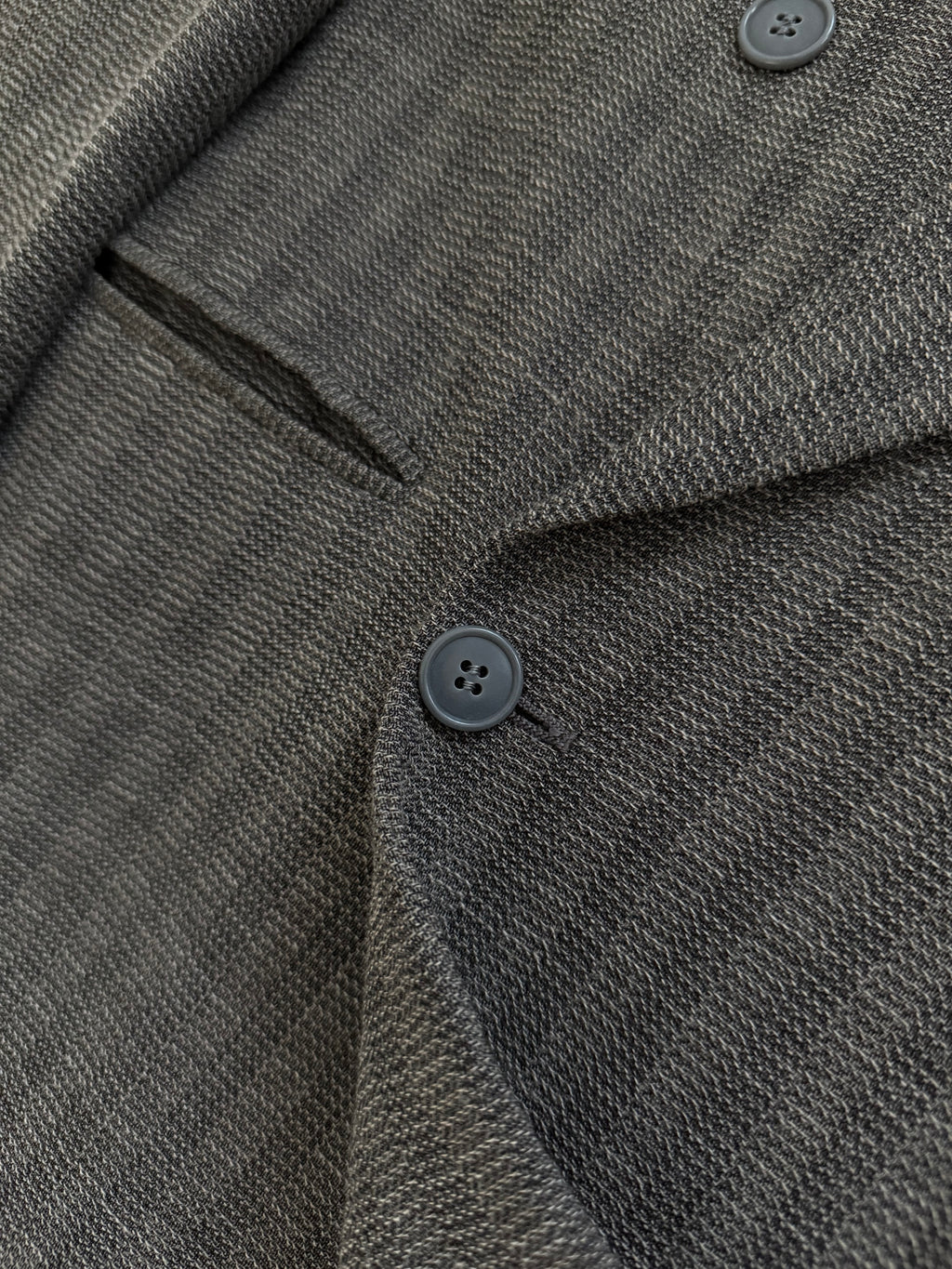 Emporio Armani 1980s Peaked Lapel Double Breasted Textured Wool Pleated Suit - Size S Jacket / 28" Waist