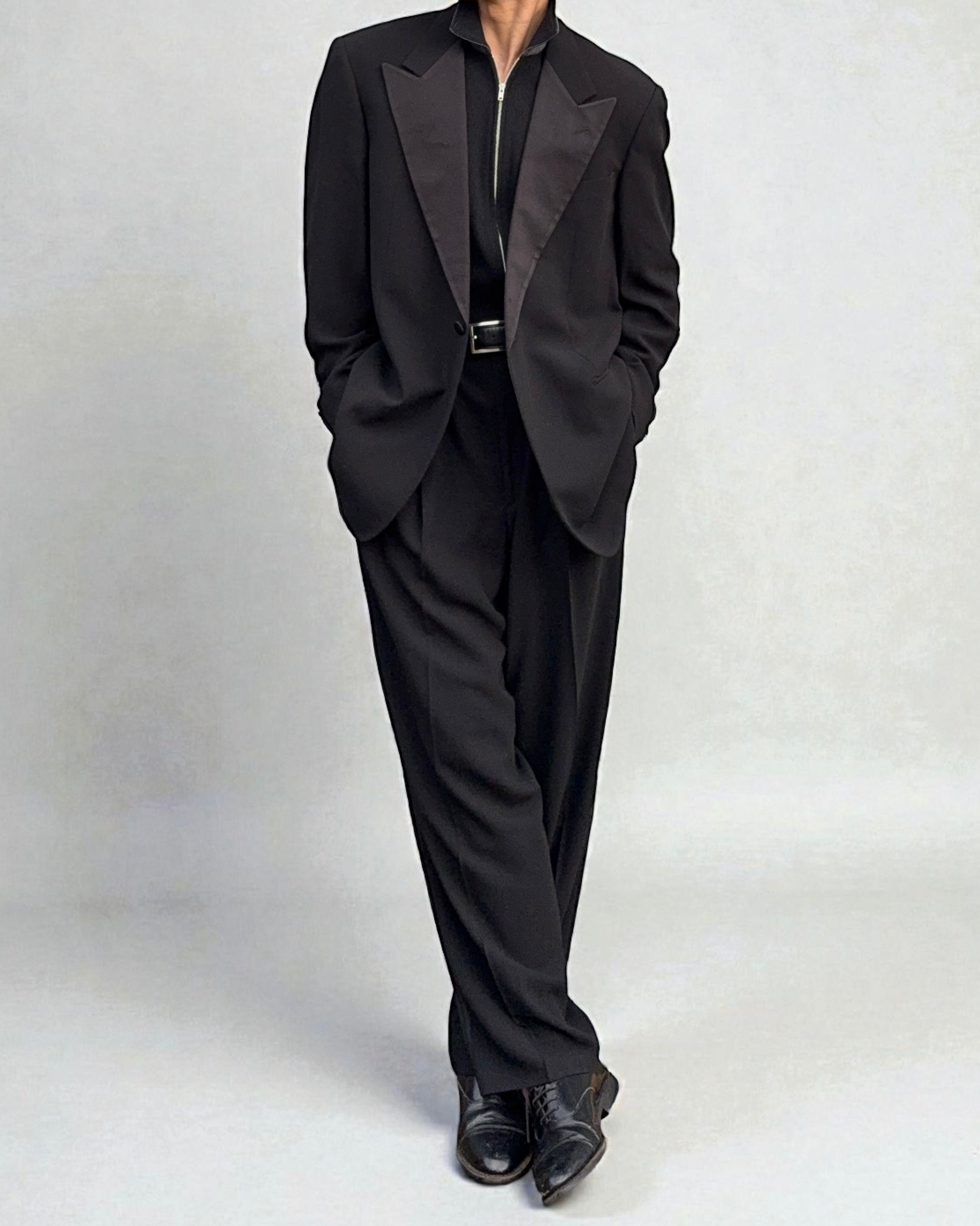 Giorgio Armani 1990s Tuxedo Pleated Suit - Size XL Jacket / 34