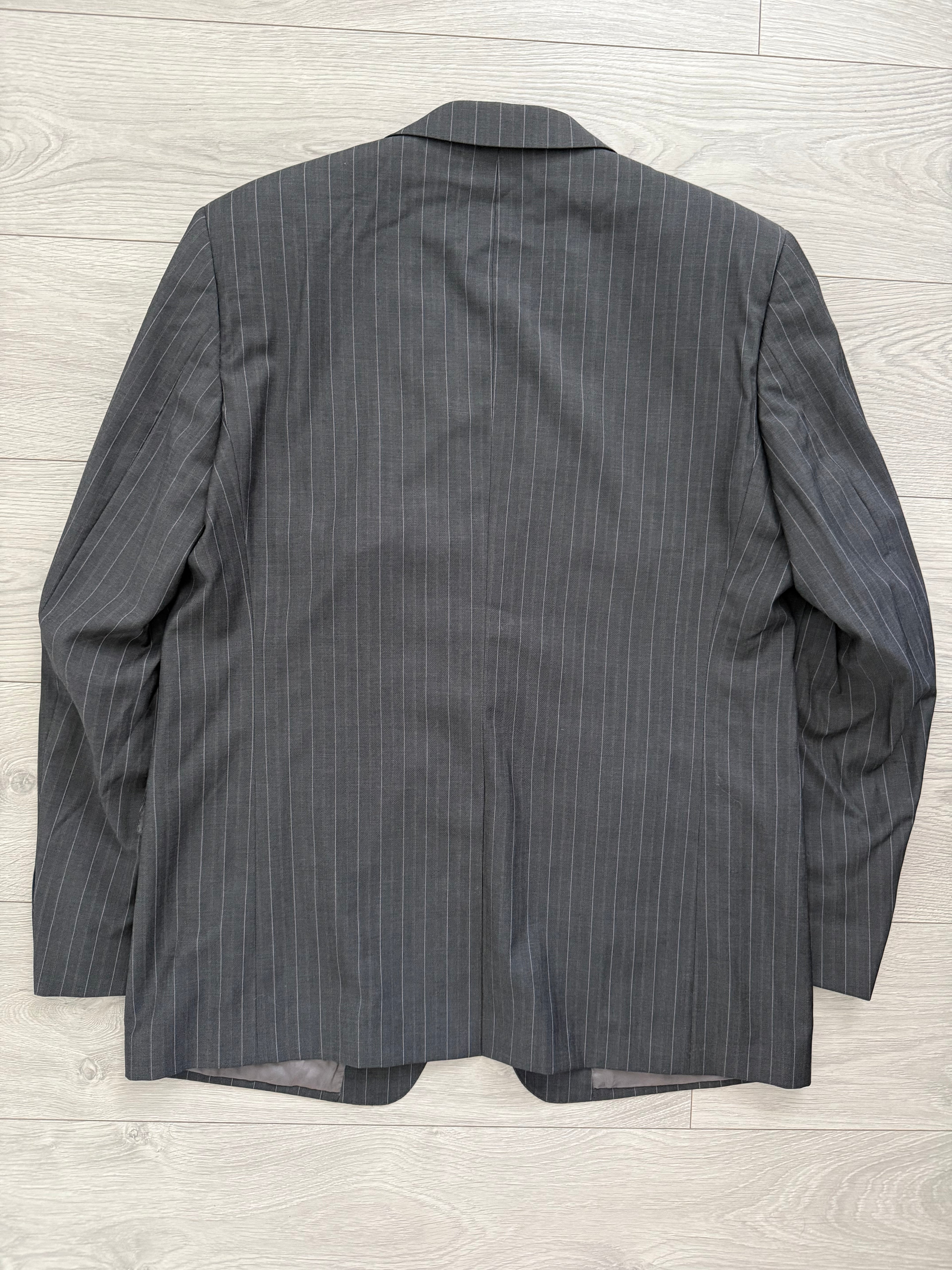 Hugo Boss 1990s 'Reno' Pinstriped 2B Lightweight Wool Grey Suit - Size XXL Jacket / 38" Waist