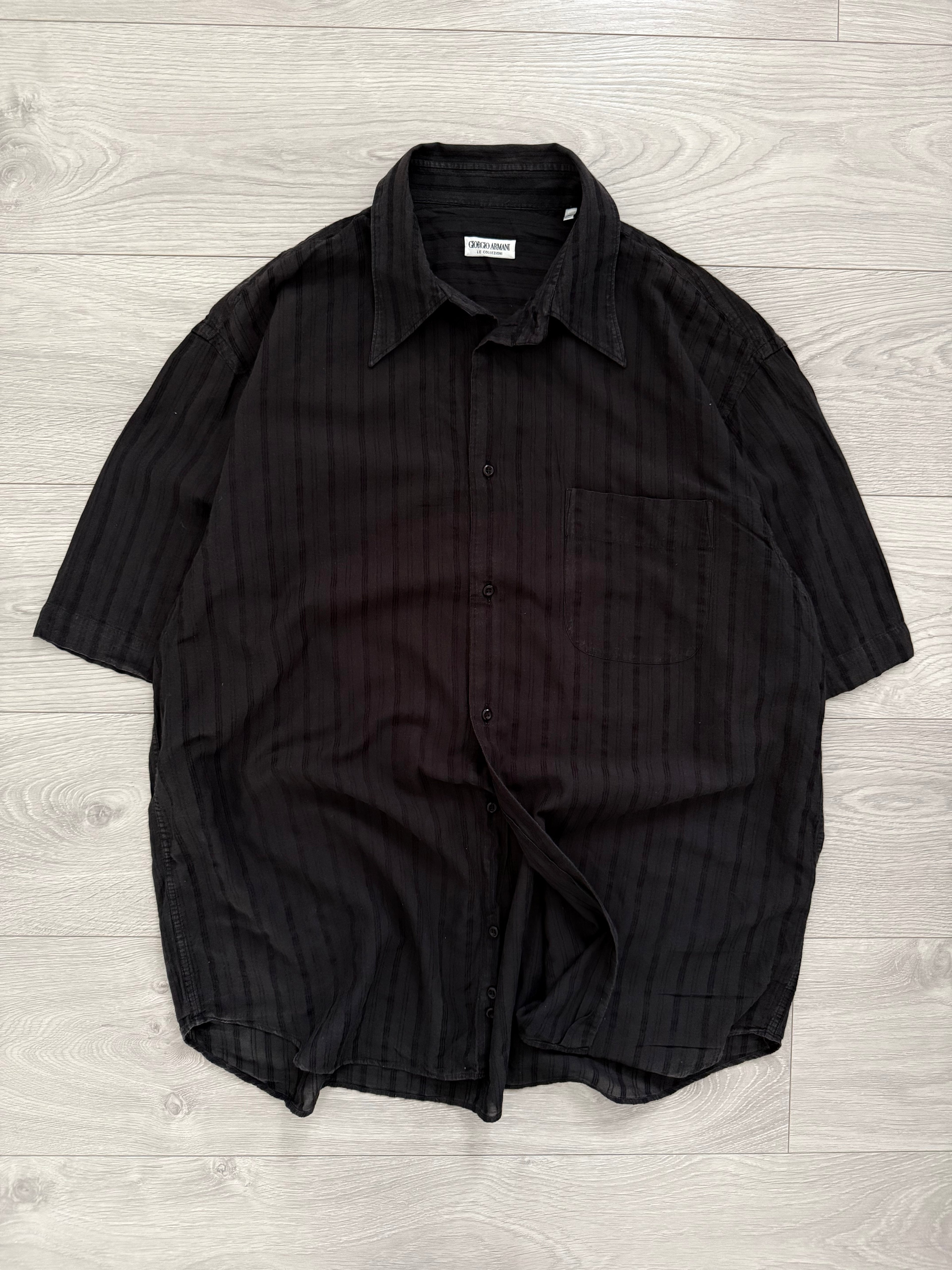 Giorgio Armani 1980s Spear Collar Relaxed Short Sleeve Shirt - Size XL