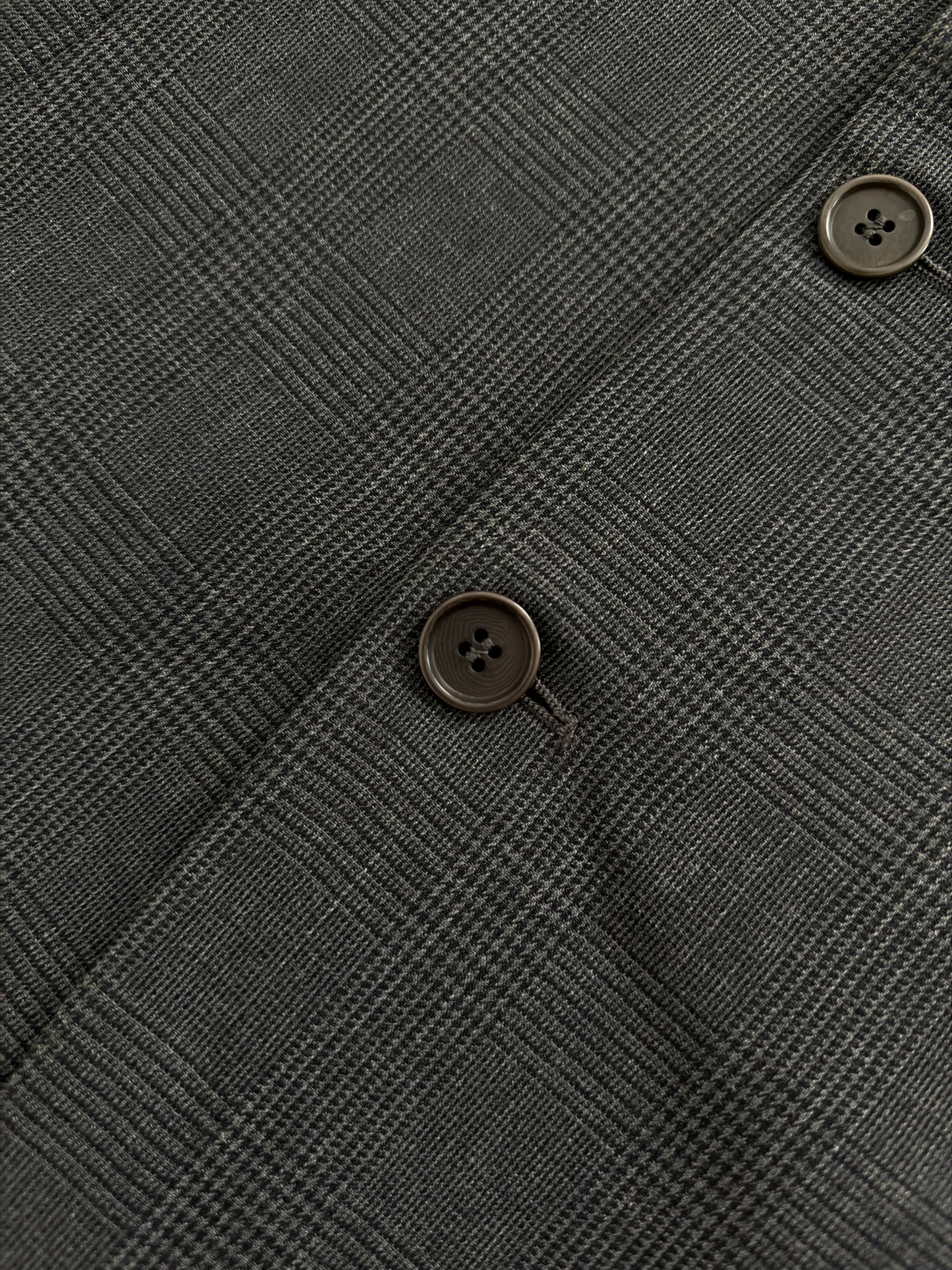 Emporio Armani 1990s 3B Prince of Wales Check Grey Pleated Wool Suit - Size L Jacket / 32" Waist