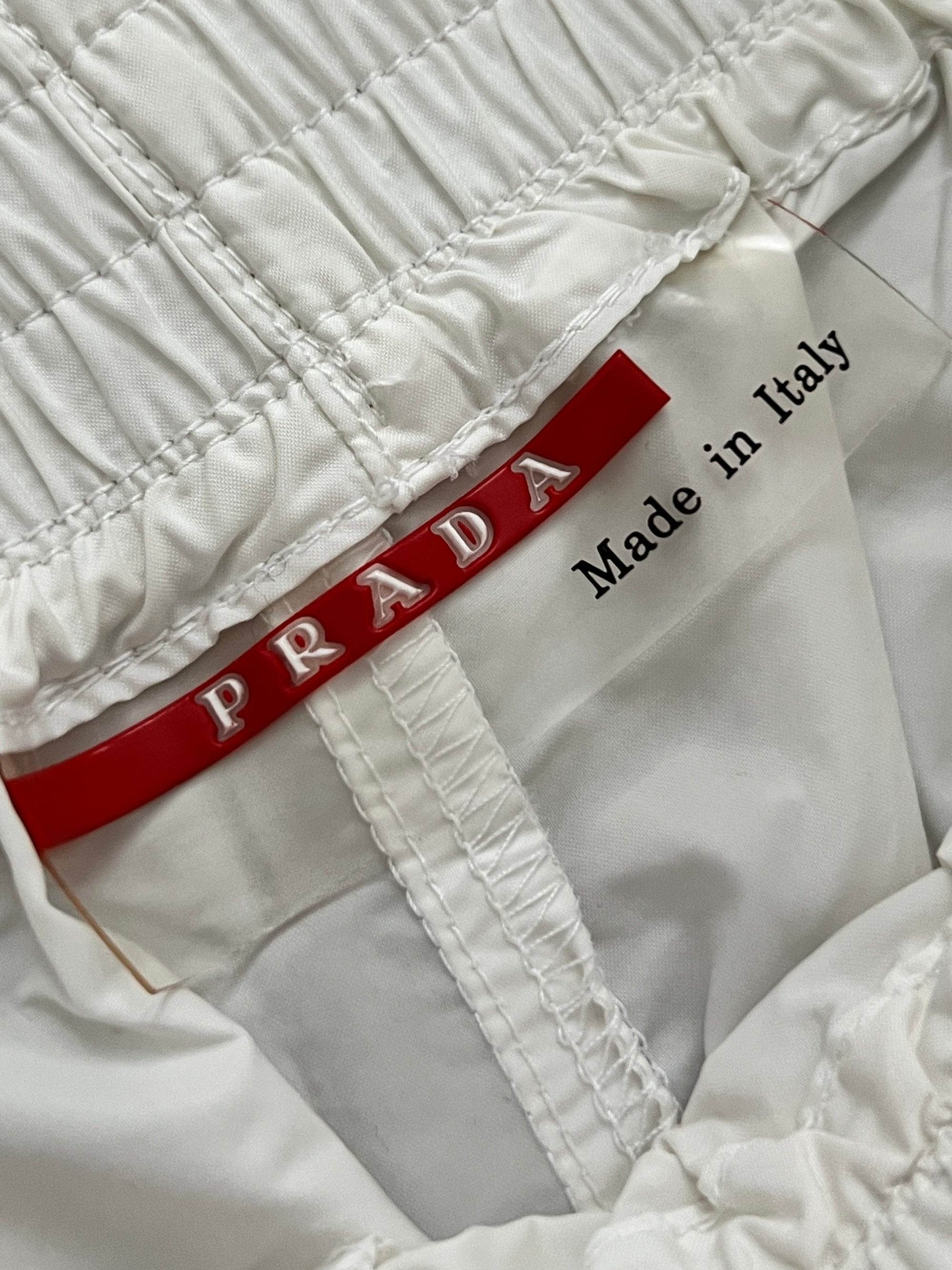 Prada Sport SS2002 Technical Baggy Nylon Bungee Hem Red Tab Pants - Size M