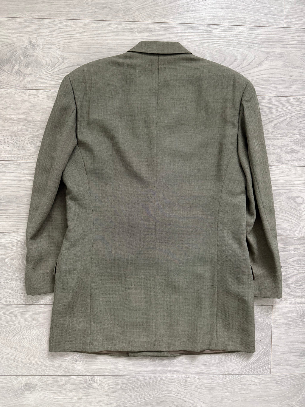 Valentino 1980s 6B Double Breasted Wool Power Suit in Taupe Olive - Size M Jacket / 32" Waist