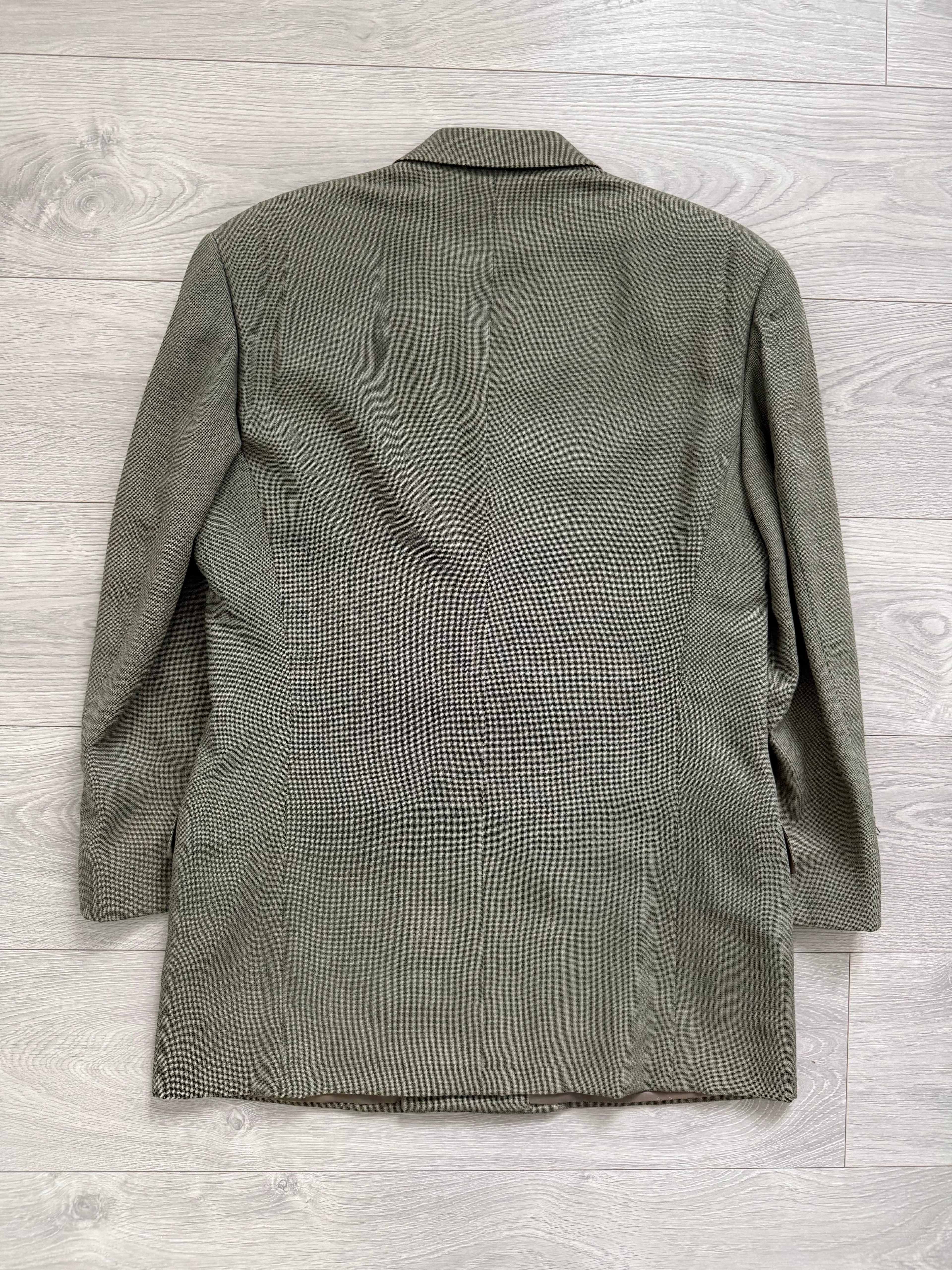 Valentino 1980s 6B Double Breasted Wool Power Suit in Taupe Olive - Size M Jacket / 32" Waist