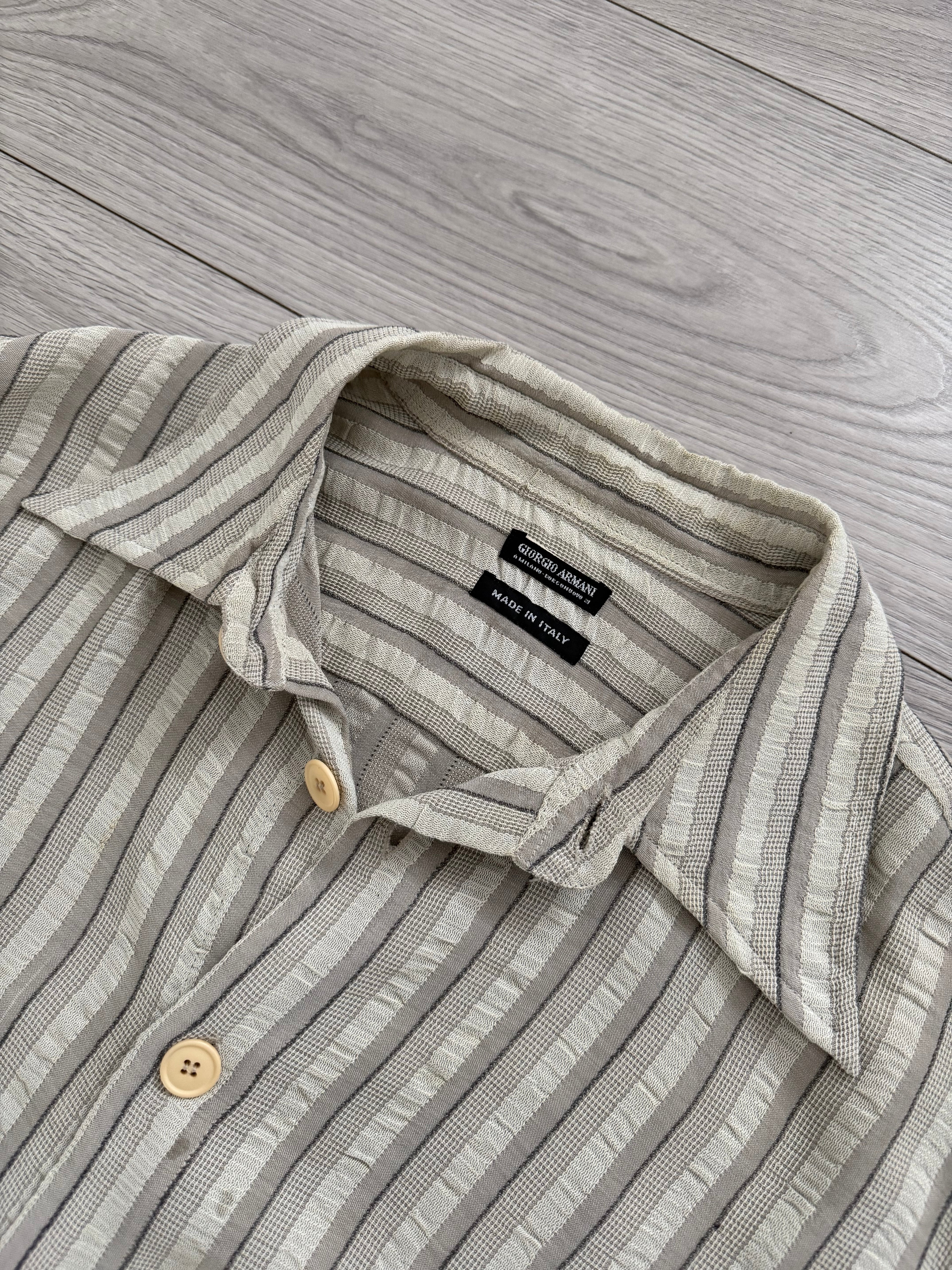 Giorgio Armani Black Label 1990s Textured Oversized Button Shirt - Size L