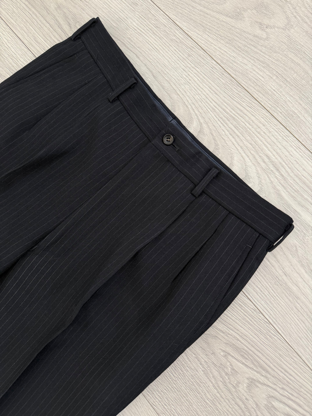 Comme Des Garcons Homme Deux 1998 Double-Pleat High Waisted Wool Silk Pinstriped Pants - Size 34" Waist