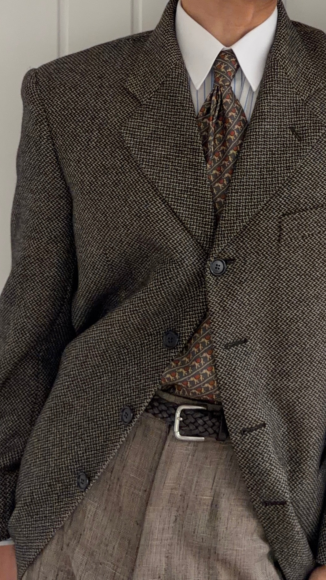 Valentino 1980s 4B Virgin Wool Textured Sport Jacket Blazer - Size L