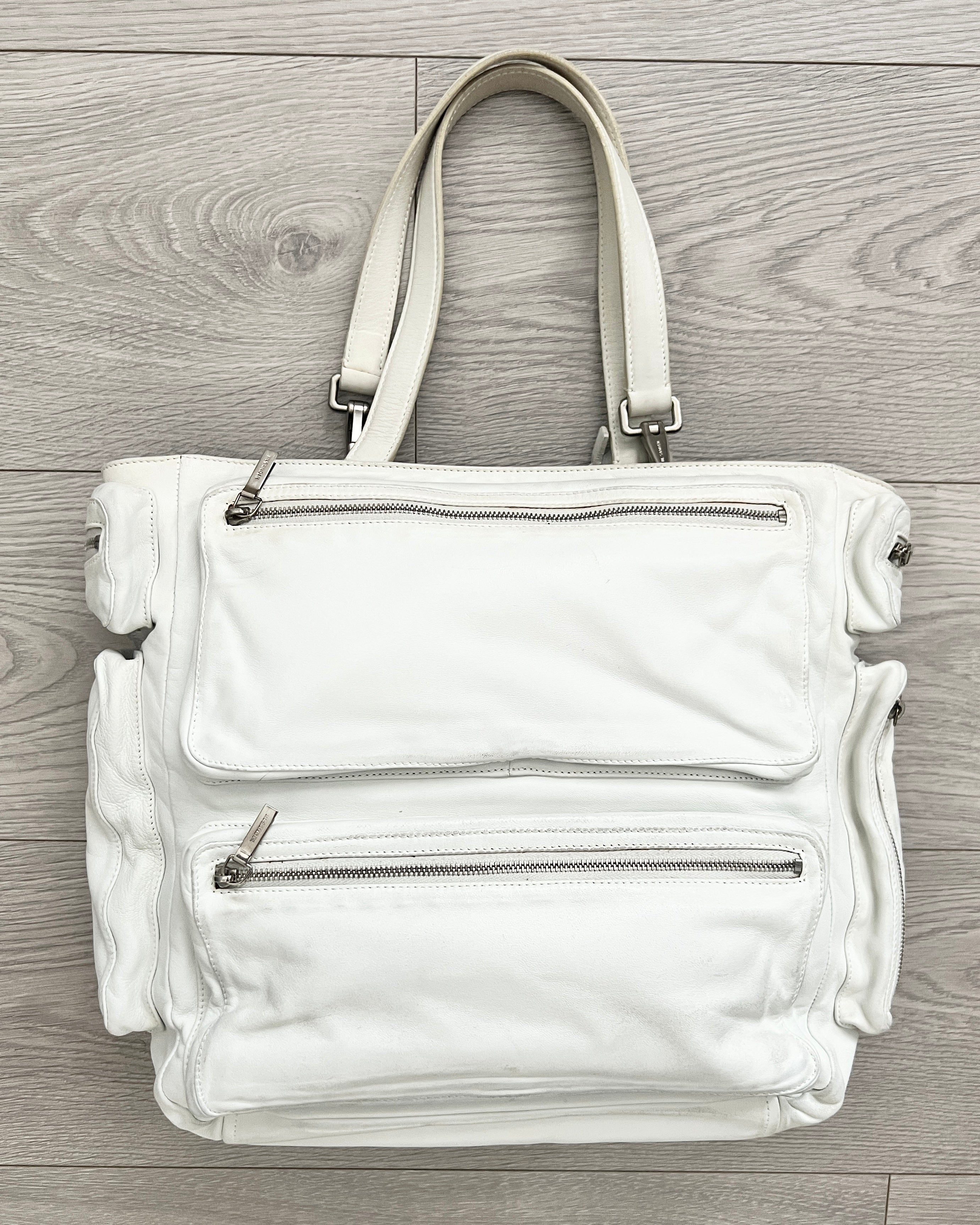 Jil Sander 2003 Multi-Pocket Cargo Leather White Shoulder Bag