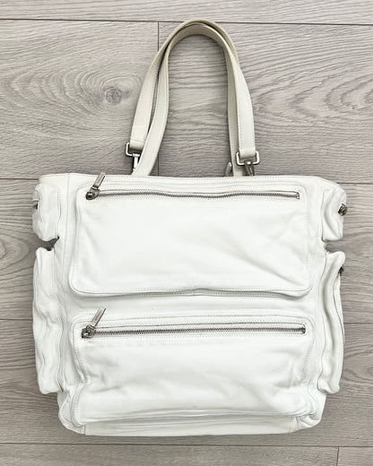 Jil Sander 2003 Multi-Pocket Cargo Leather White Shoulder Bag