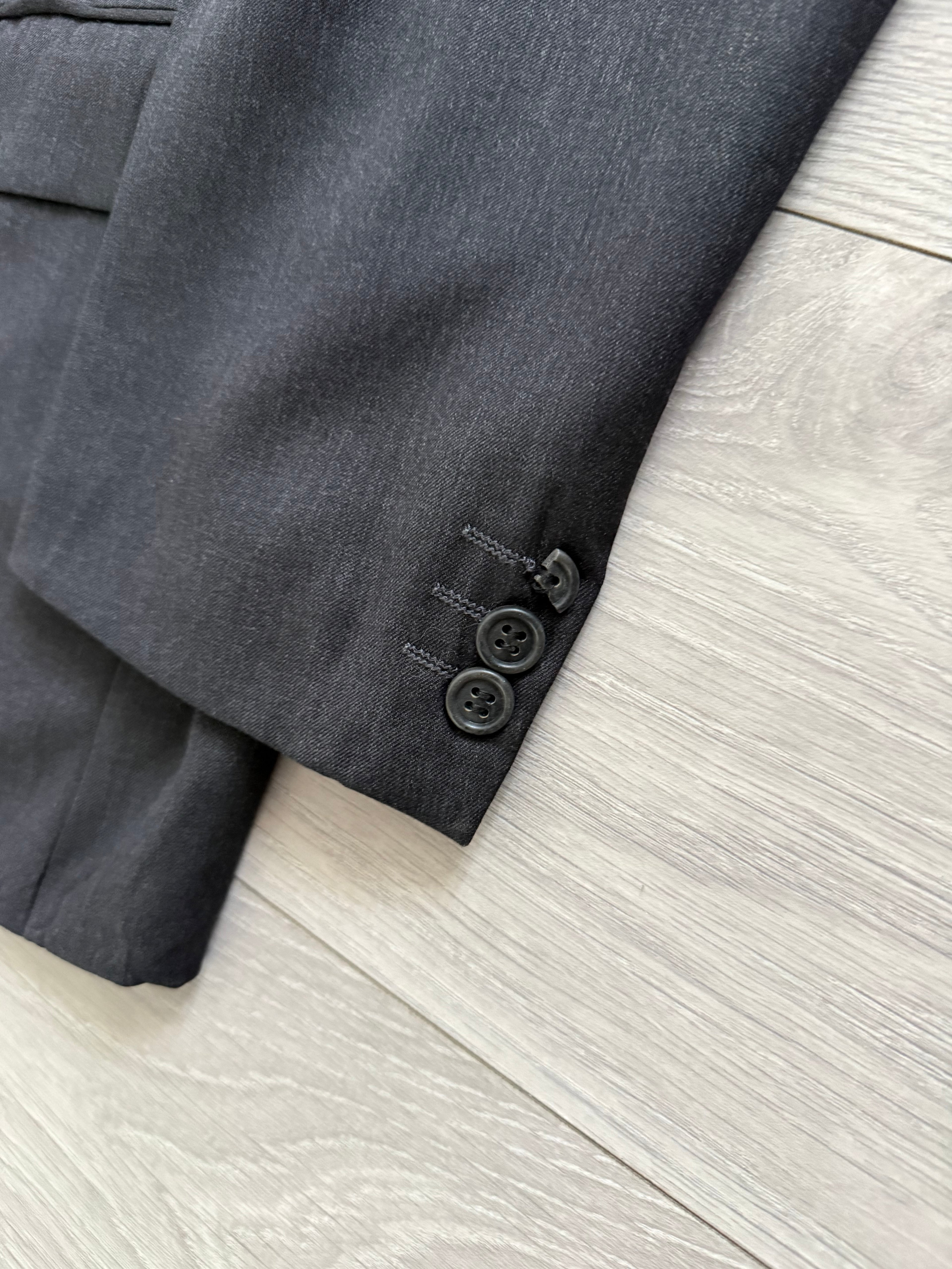 Hugo Boss 1980s 'Mitford' Grey Peaked Lapel Double Breasted Wool Sports Jacket Blazer - Size XL
