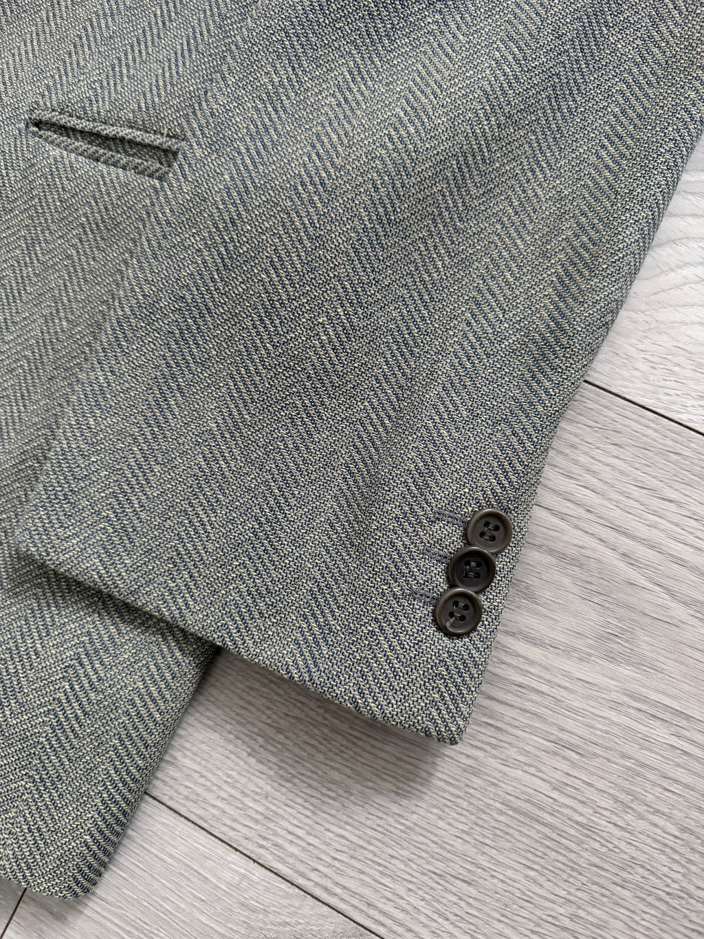 Giorgio Armani 1980s Silk Wool 3B Herringbone Weave Draped Sport Jacket Blazer  - Size XL