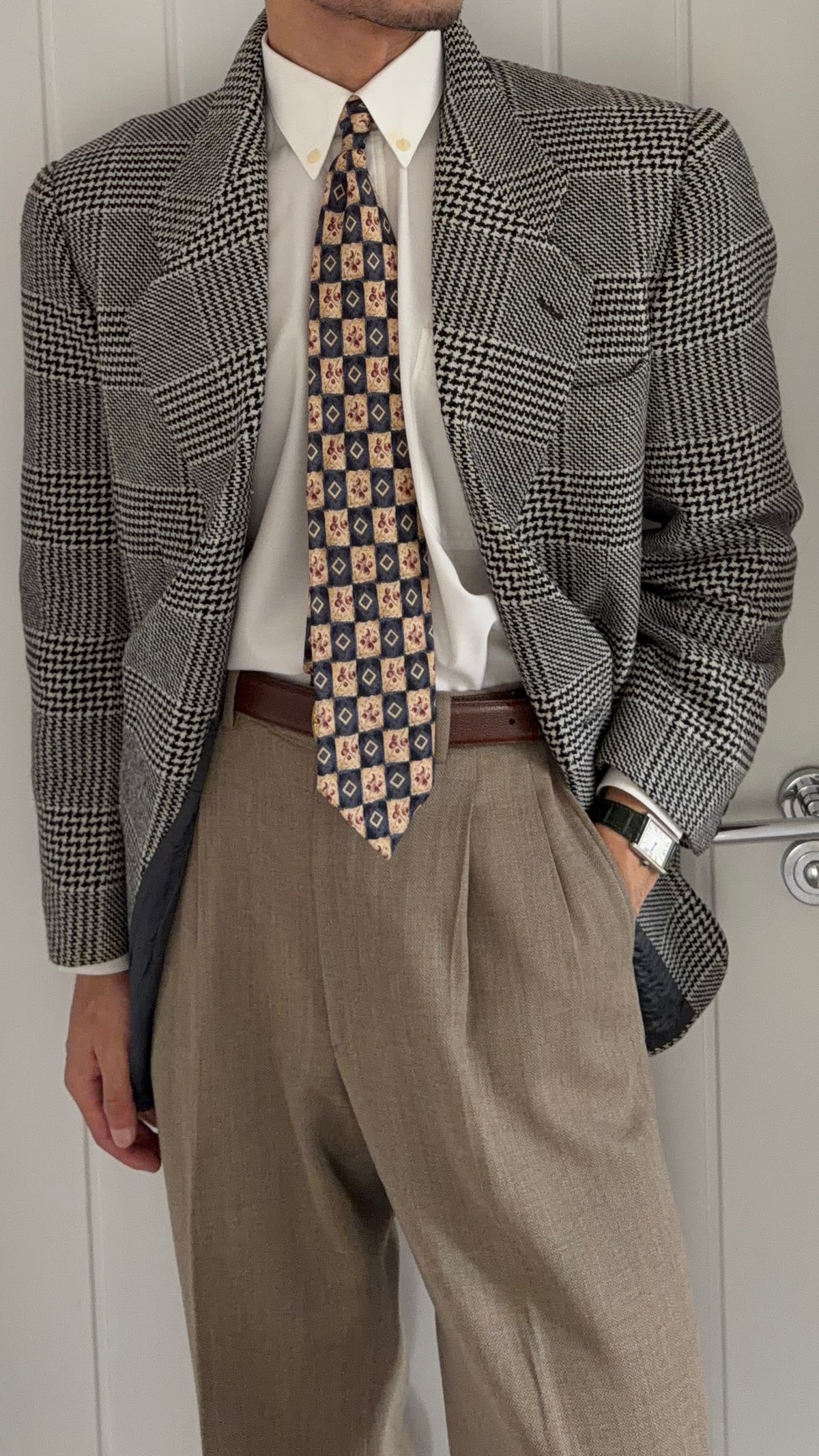 Giorgio Armani Mainline 1980s 2B Check Wool Sport Jacket Blazer  - Size M
