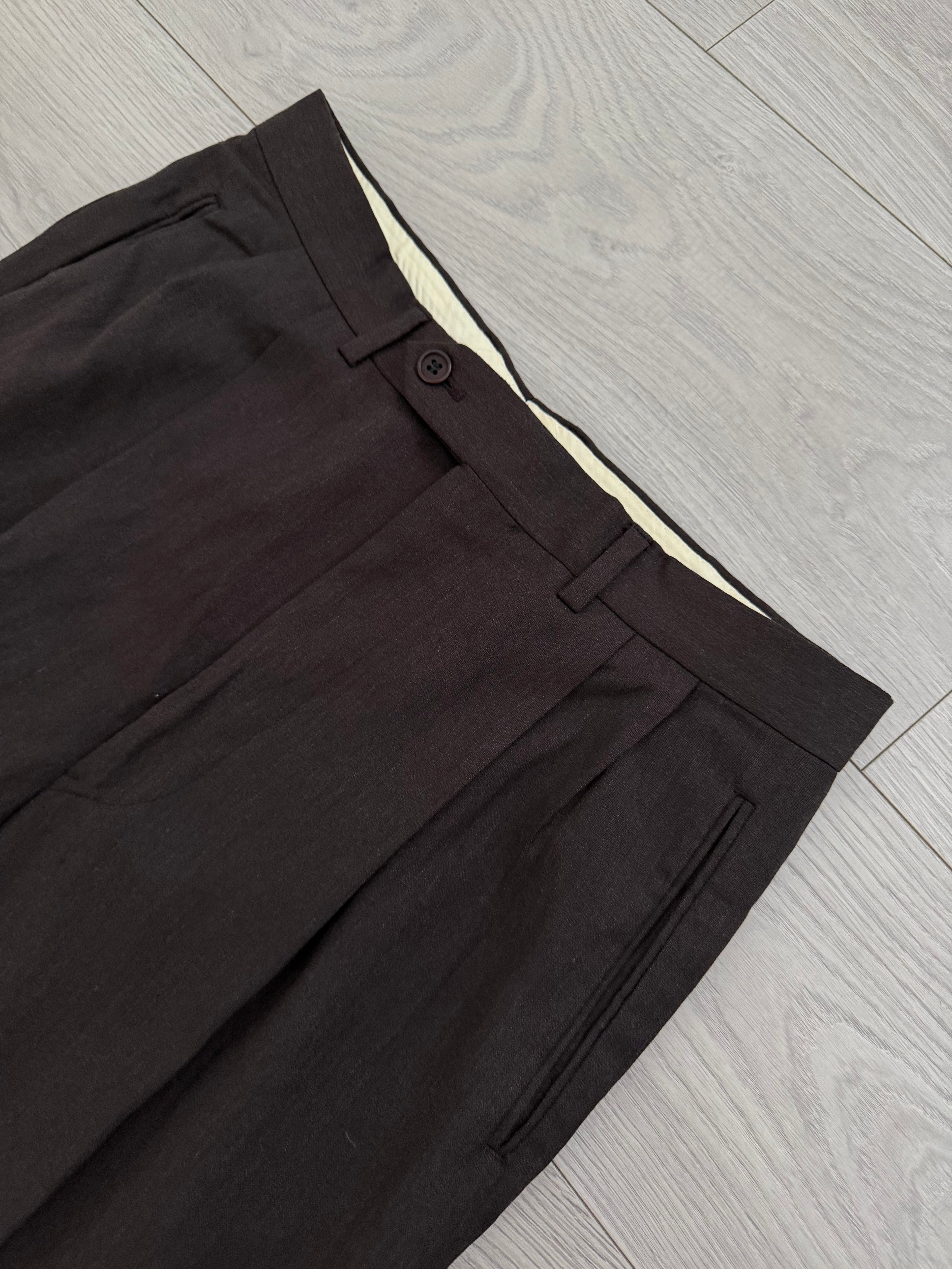 Giorgio Armani 1980s 3B Brown Double-Pleated Wool Suit - Size XL Jacket / 32" Waist