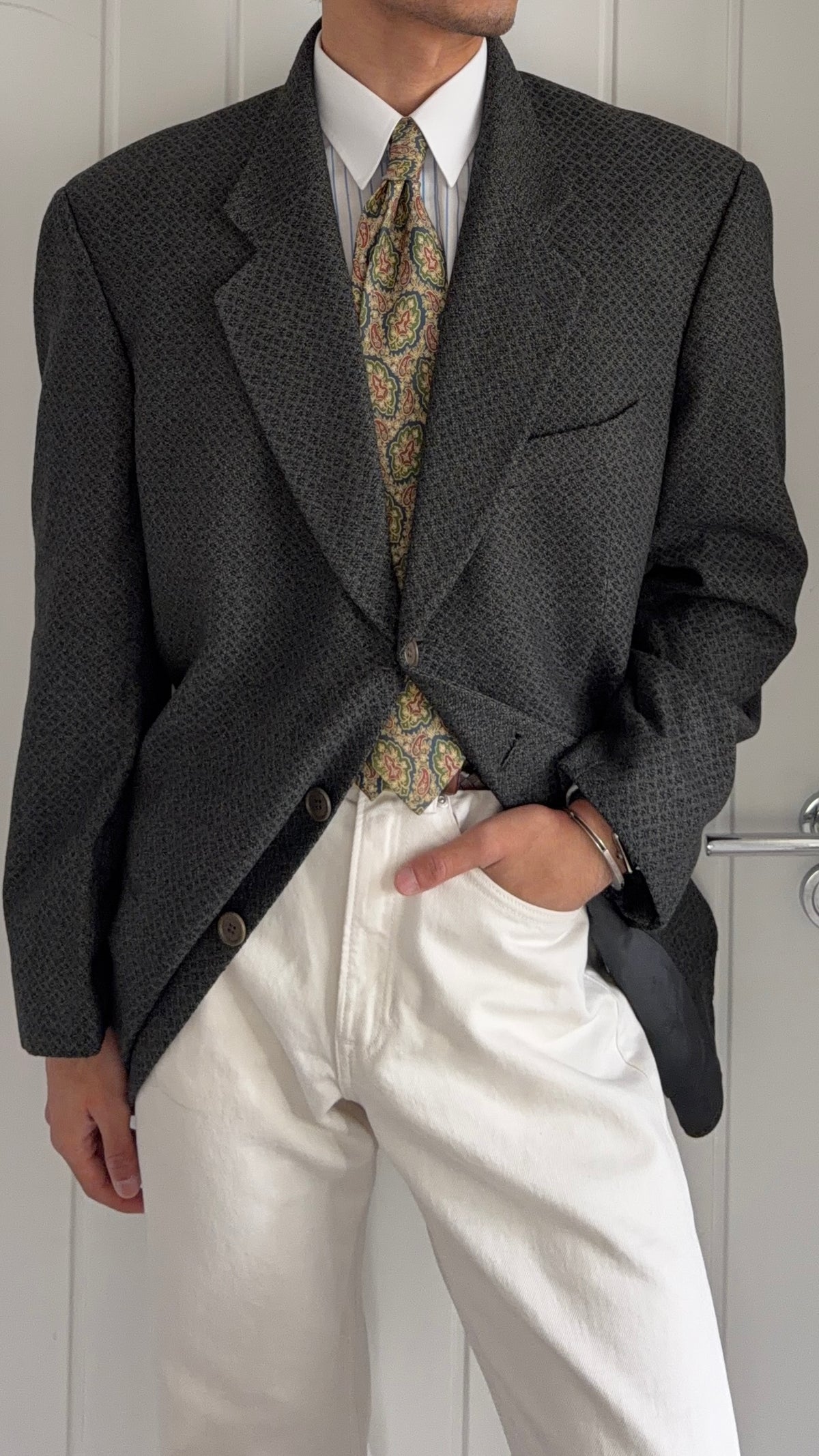Giorgio Armani Mani 1980s 3B Textured Wool Sport Jacket Blazer - Size XXL