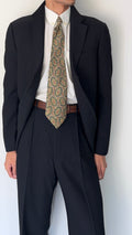 Armani 1990s 2B Pleated Textured Wool Black Suit - Size M Jacket / 32" Waist