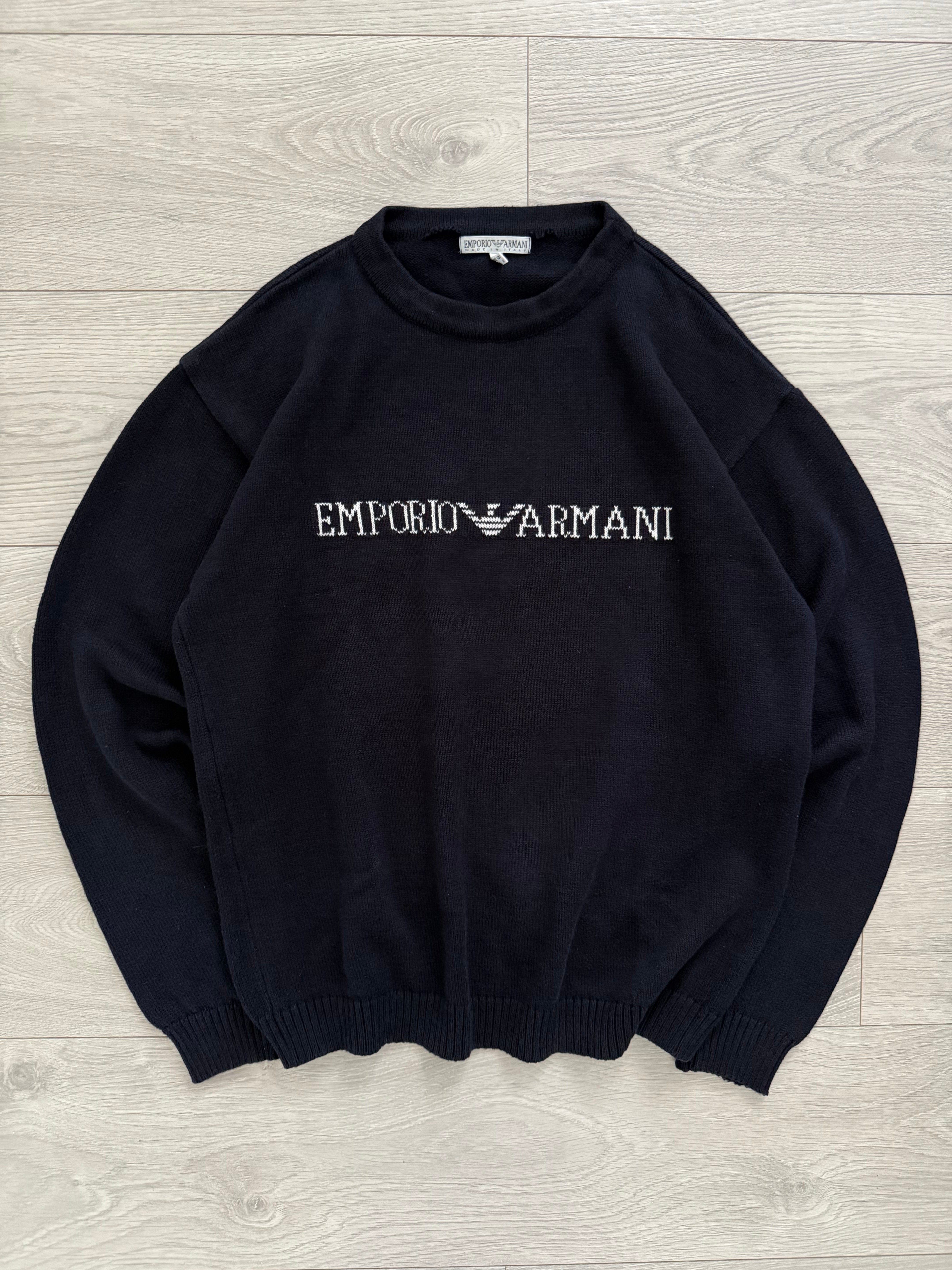 Emporio Armani 1990s Navy Knit Sweater - Size M – NDWC0 Shop